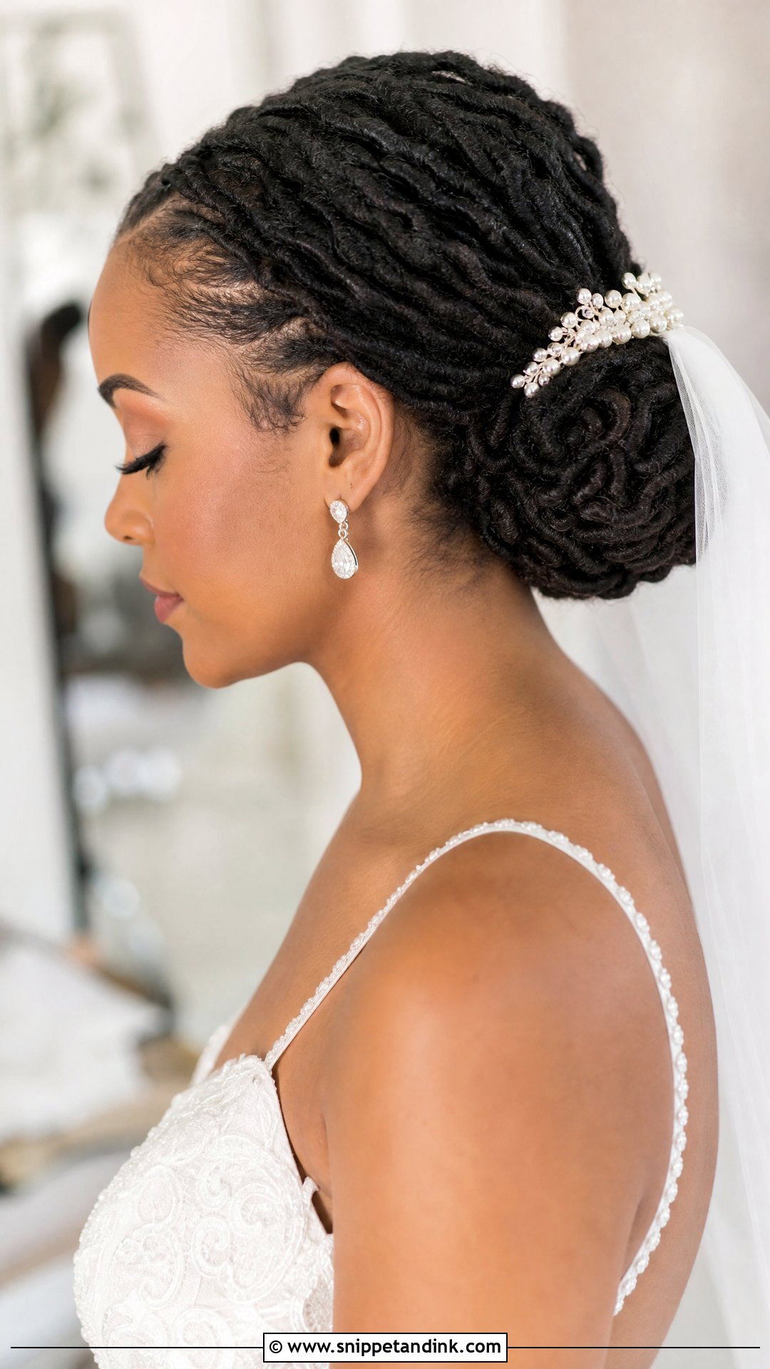 Low Bun Wedding Locs - Snippet and Ink - 20 Wedding Hairstyles with Locs
