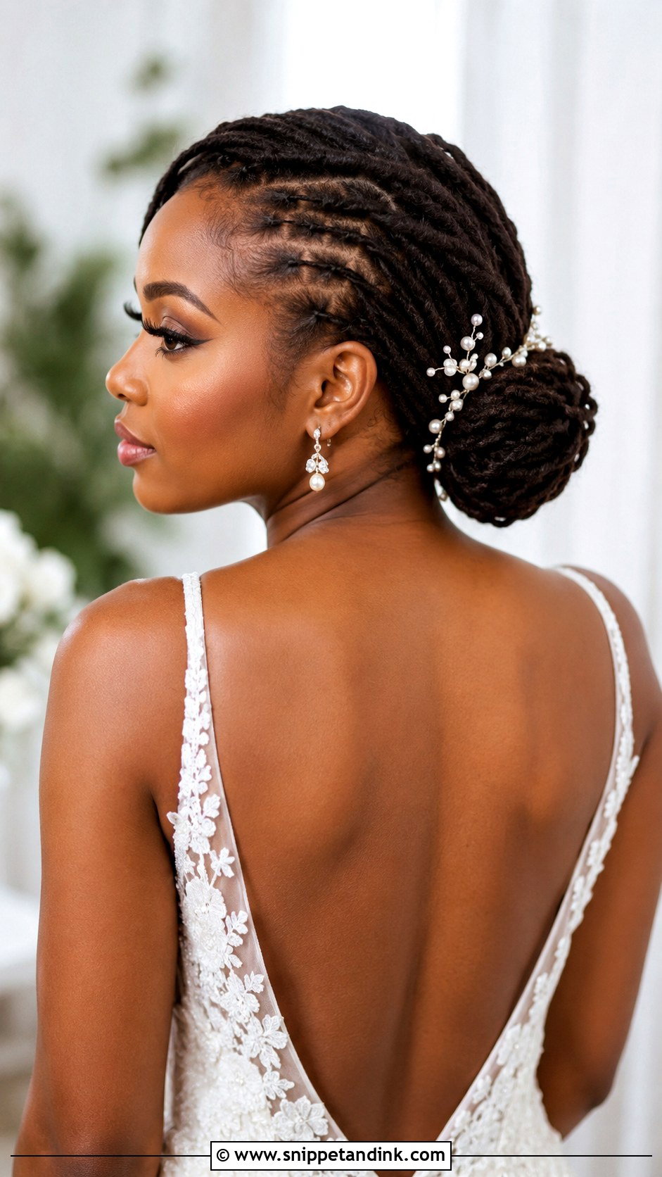Low Bun Wedding Locs - Snippet and Ink - 15 Wedding Hair Locs
