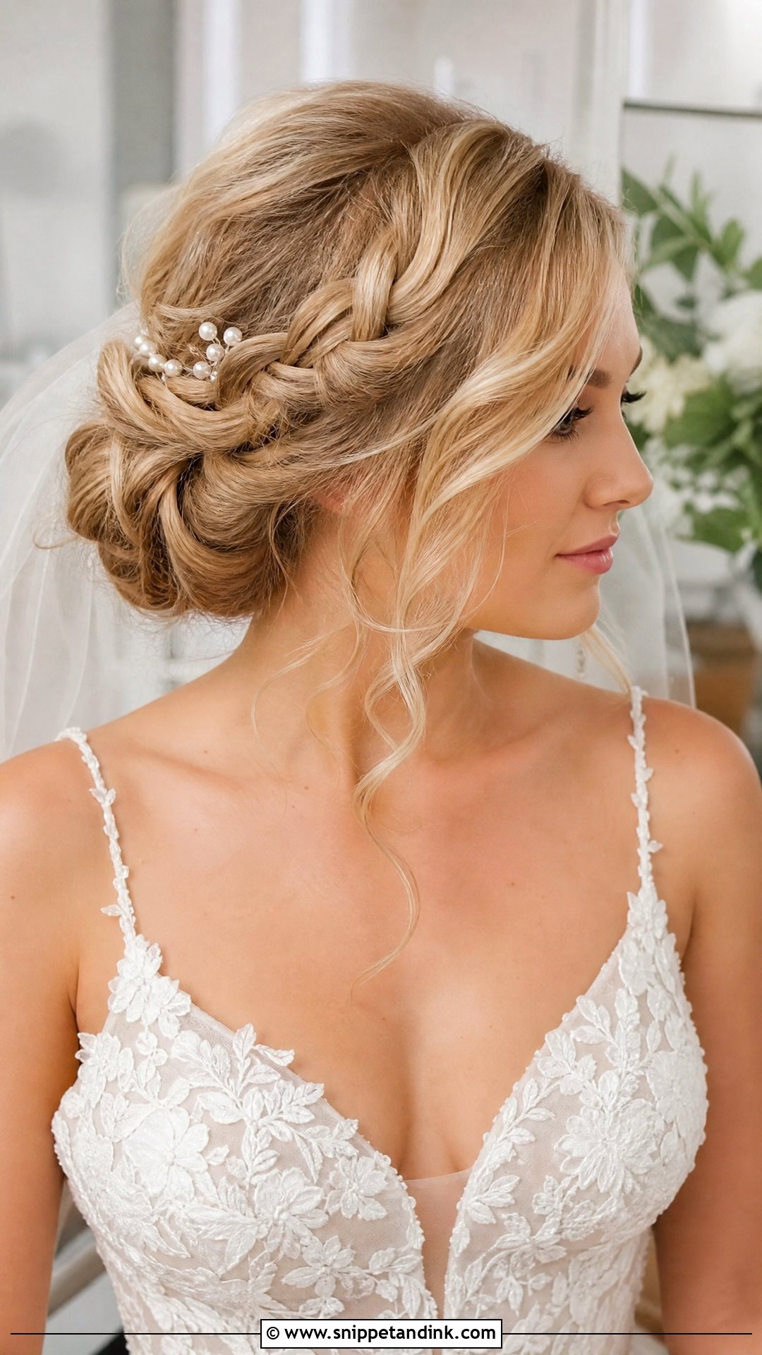 Low Bun Wedding Updo With Braid - Snippet and Ink - 20 Wedding Updo Hairstyles with Braid