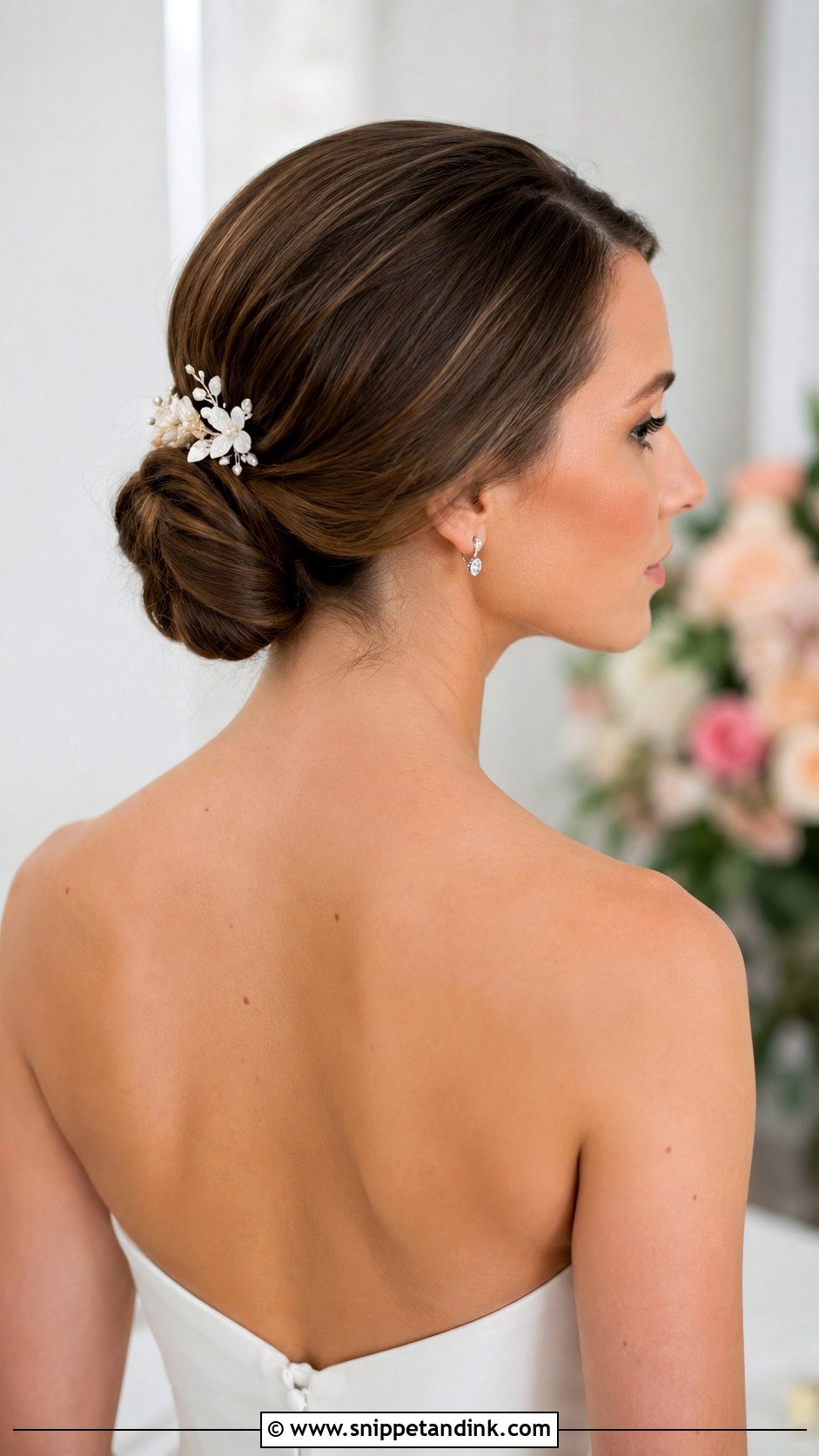 Low Bun Wedding Updo for Long Hair - Snippet and Ink - 30 Wedding Updos for Long Hair