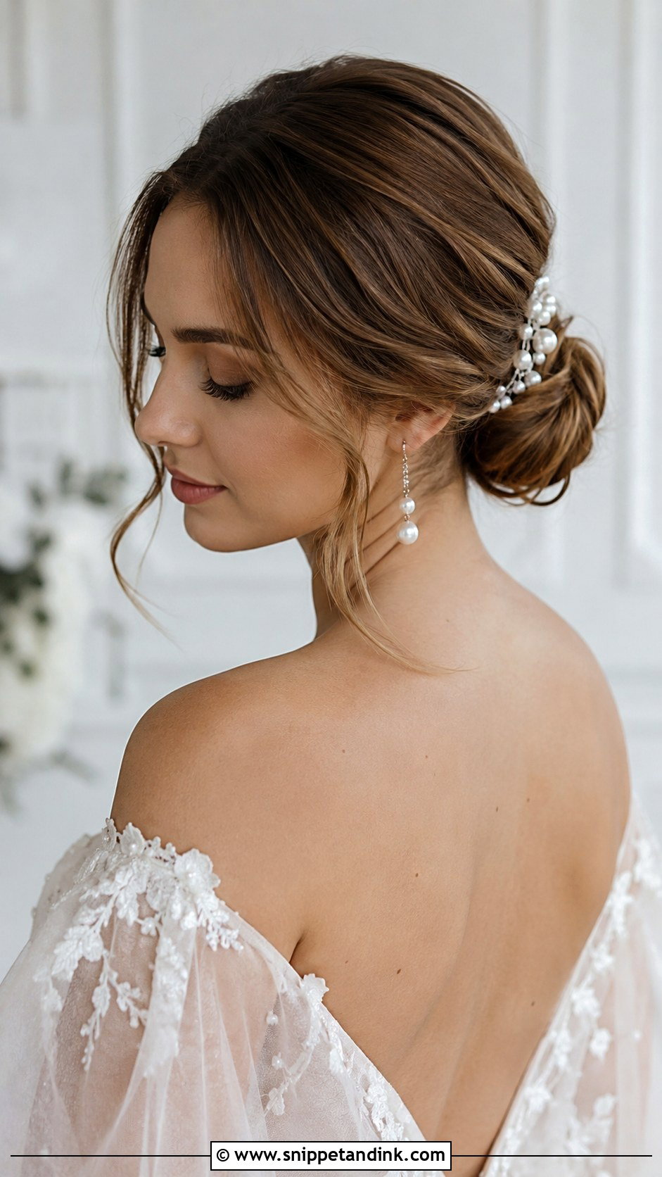 Low Bun Wedding Updo for Medium Hair - Snippet and Ink - 20 Medium Length Hair Styles Wedding