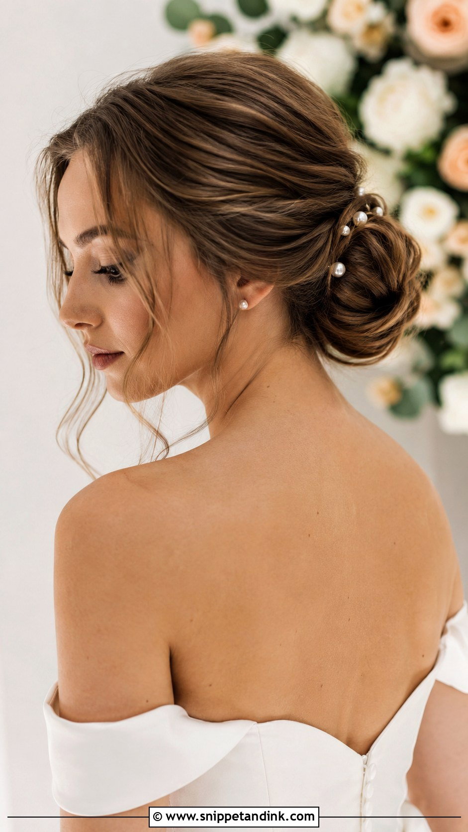 Low Bun Wedding Updo for Medium Hair - Snippet and Ink - 20 Wedding Hairdos for Medium Length