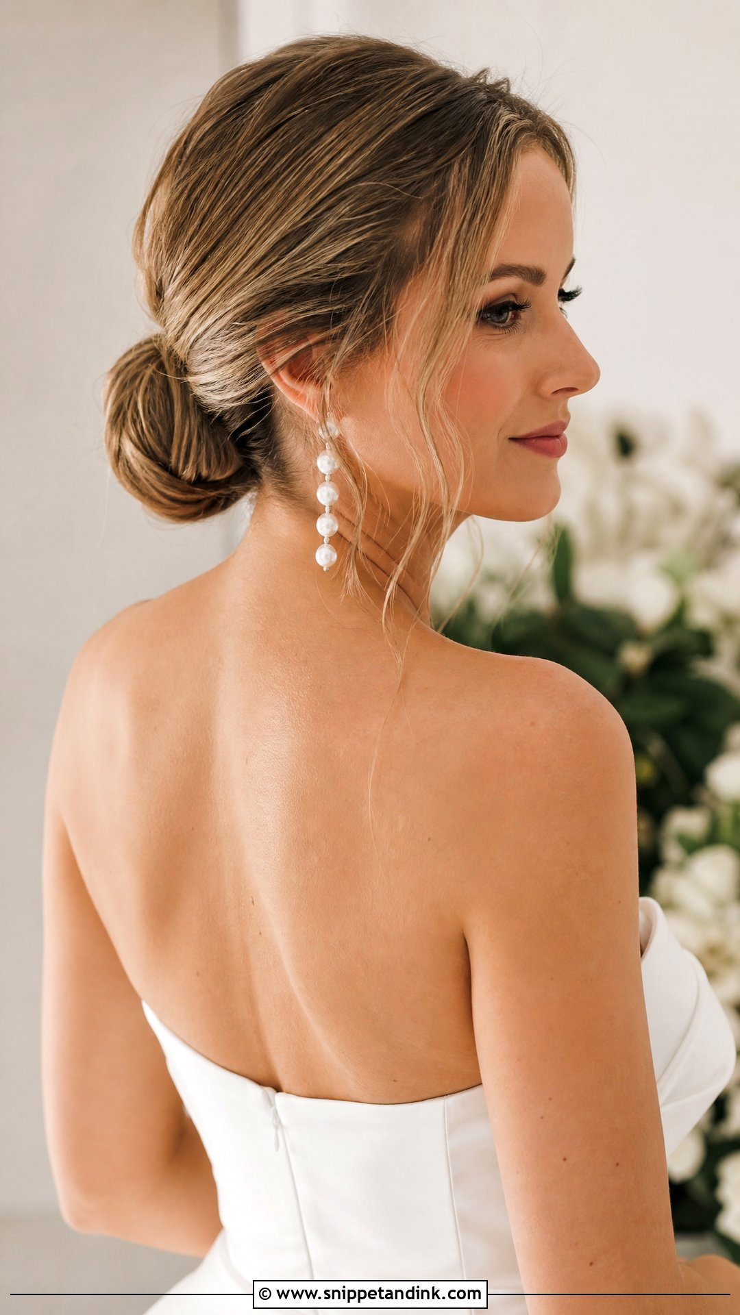 Low Bun Wedding Updo for Shoulder Length Hair - Snippet and Ink - 20 Shoulder Length Hair Wedding Styles