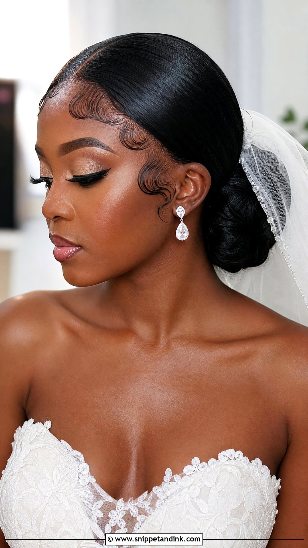 Low Bun With Baby Hairs Laid - Snippet and Ink - 20 Wedding Bun Hairstyles for Black Women