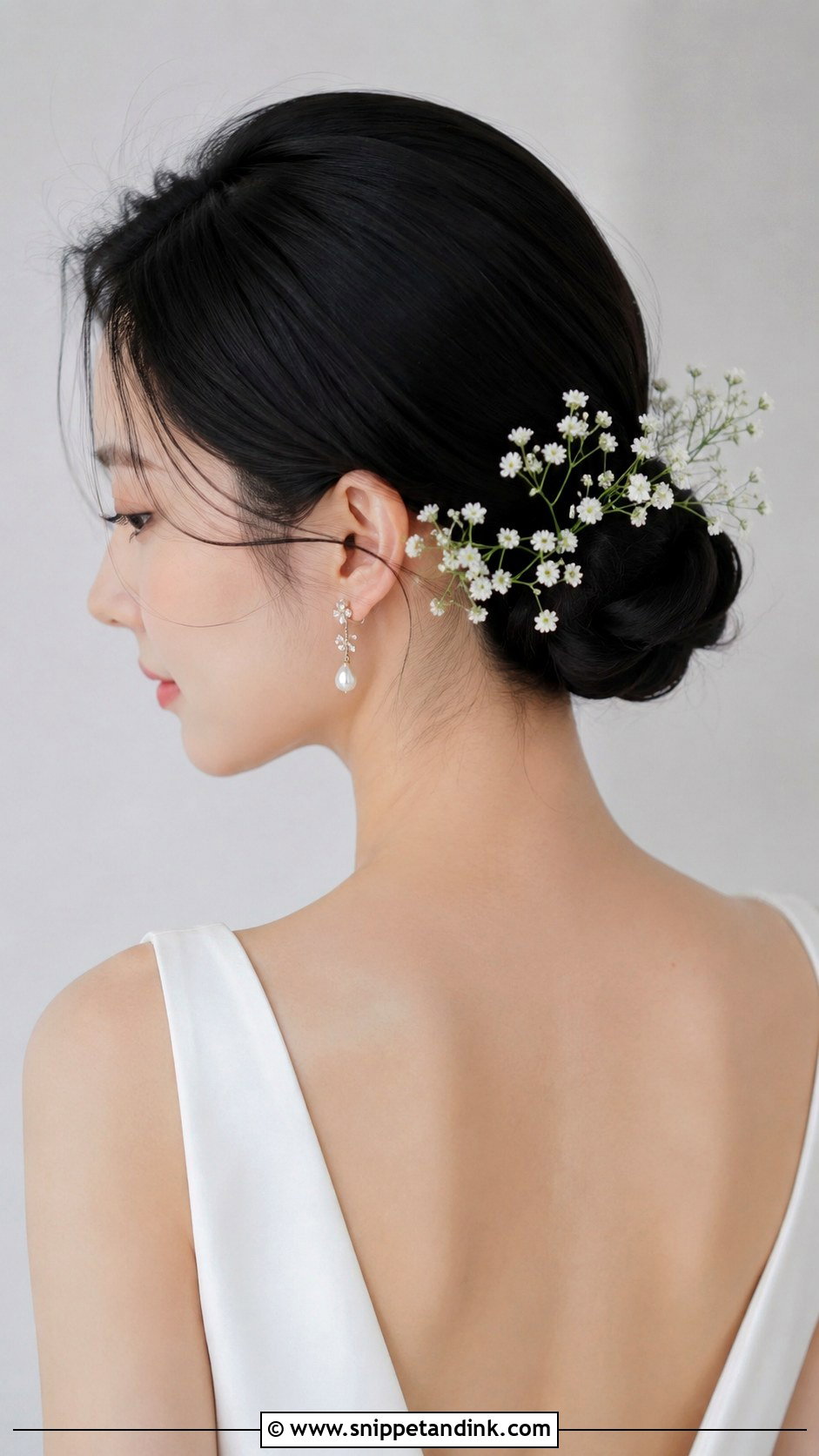 Low Bun With Babys Breath - Snippet and Ink - 20 Flowers in Hair for Wedding