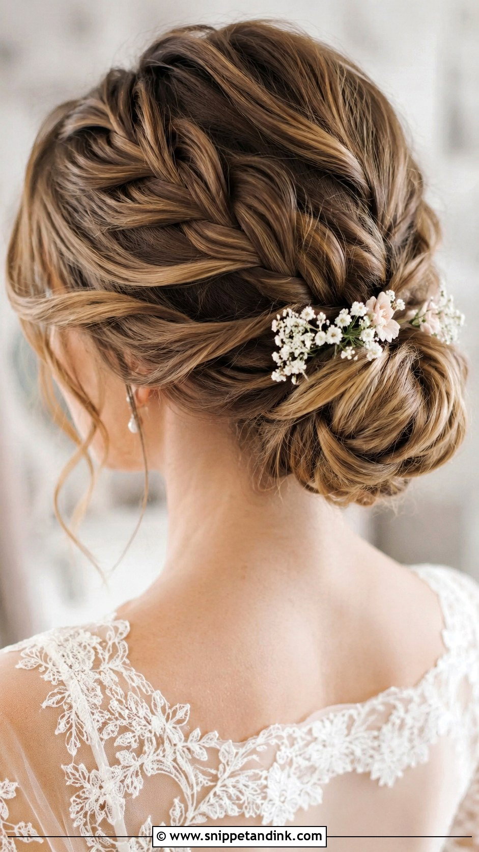 Low Bun With Braid - Snippet and Ink - 35 Bun Hairstyles for Wedding