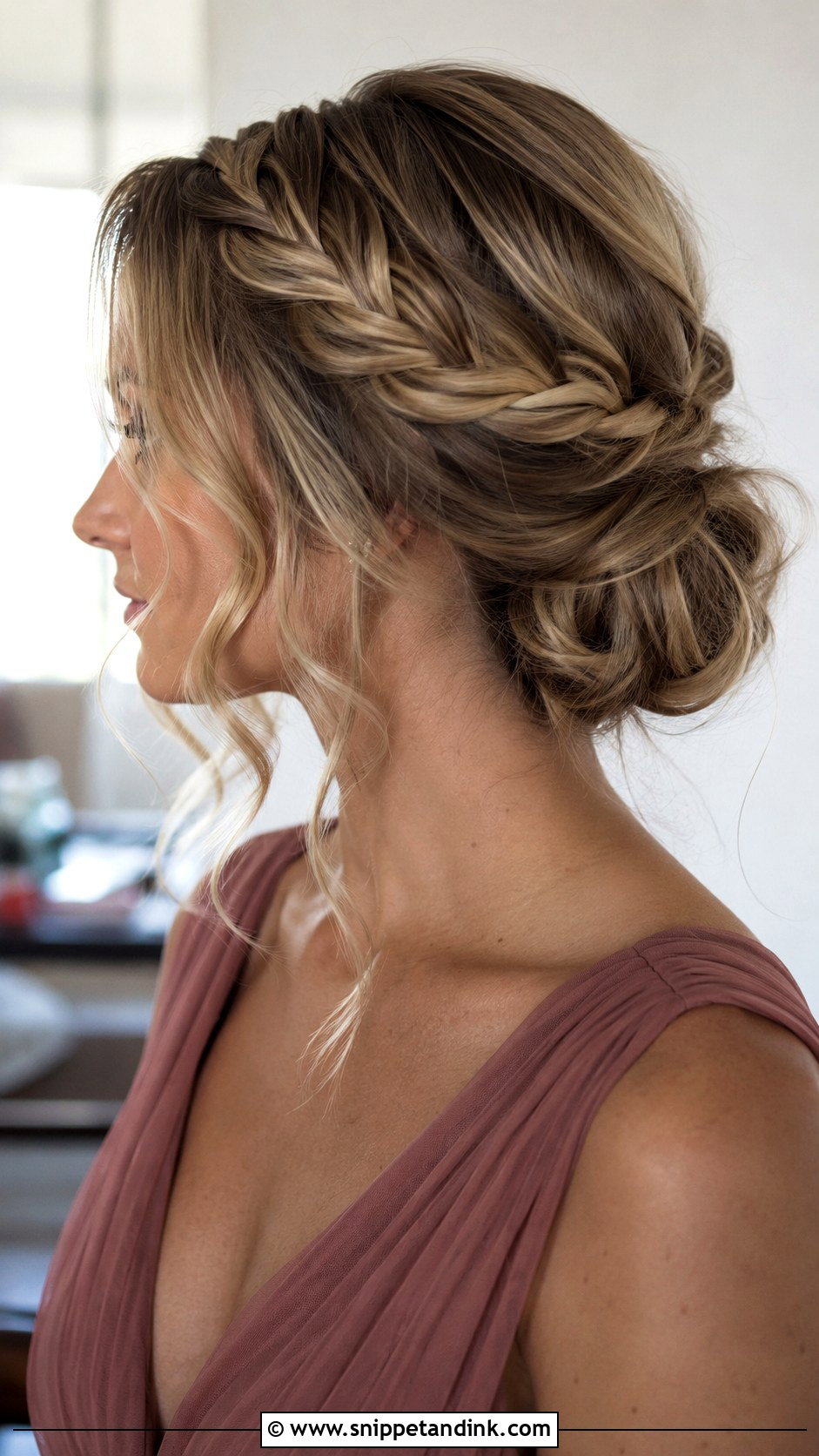 Low Bun With Braid Bridesmaid Hairstyle - Snippet and Ink - 25 Easy Bridesmaid Hairstyles