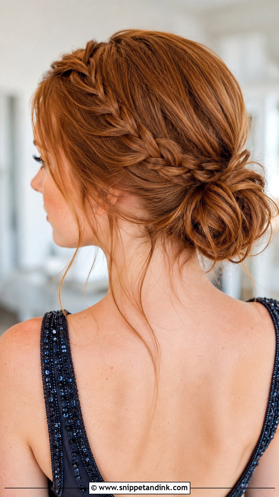 Low Bun With Braid Detail - Snippet and Ink - 20 Easy Wedding Guest Updo Hairstyles