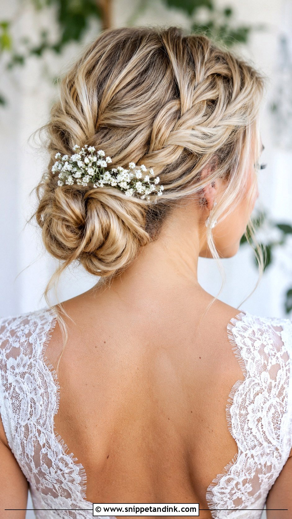 Low Bun With Braided Crown - Snippet and Ink - 30 Low Updo Wedding Hair Ideas