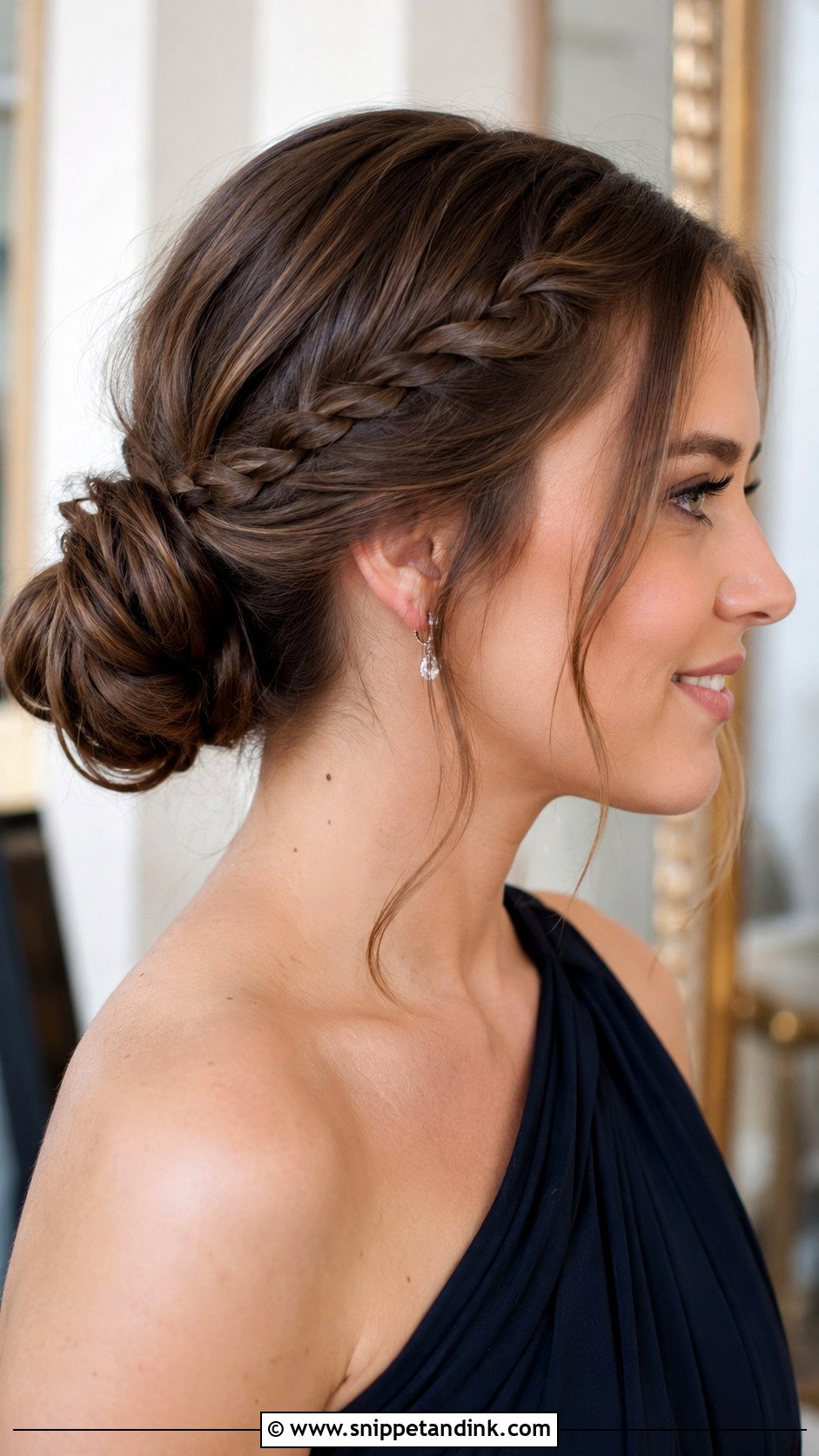 Low Bun With Braided Detail - Snippet and Ink - 20 Hairstyle for a Wedding Guest Ideas