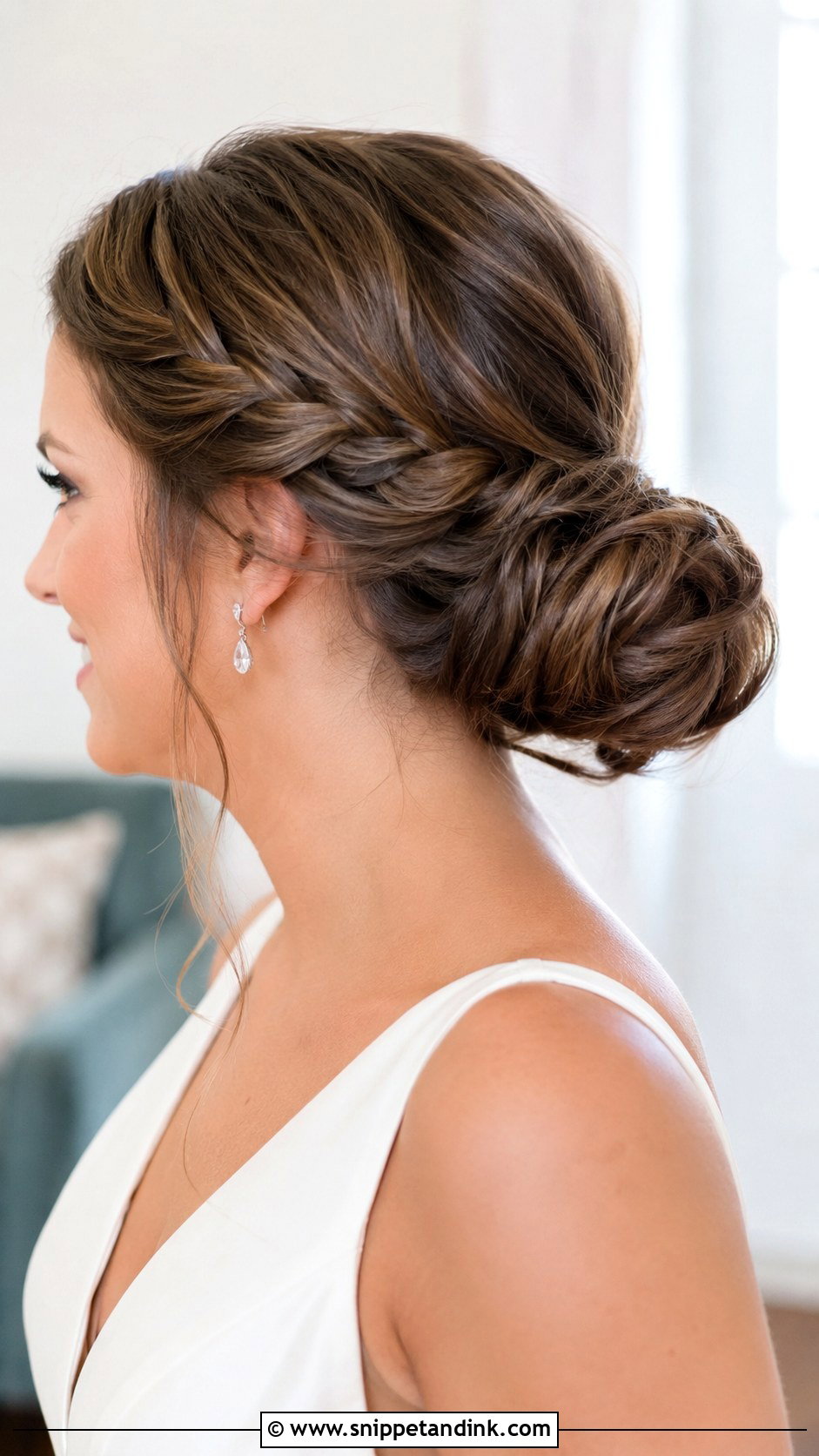 Low Bun With Braided Detail - Snippet and Ink - 20 Simple Updo Wedding Hairstyles