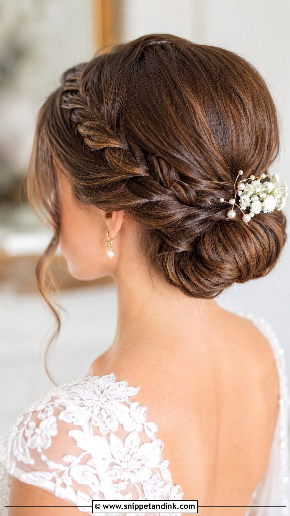 Low Bun With Braided Detail - Snippet and Ink - 25 Long Hair Updo for Wedding Ideas