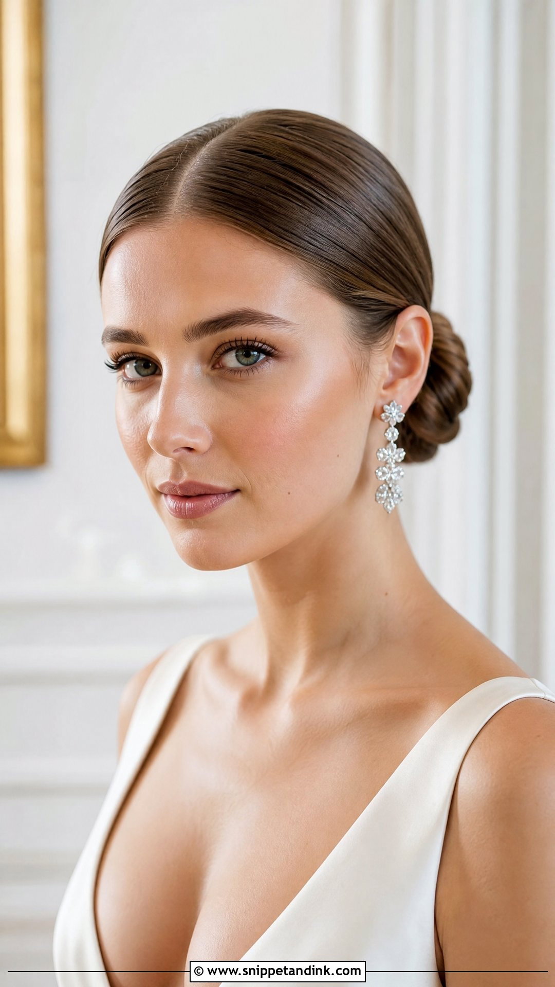 Low Bun With Center Part - Snippet and Ink - 20 Classic Bride Hairstyles