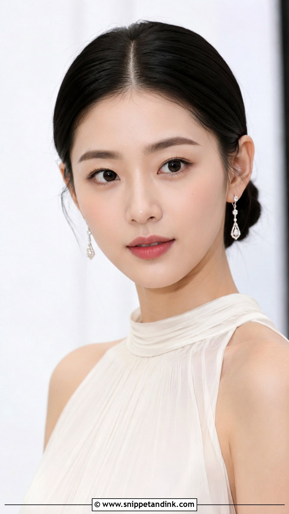 Low Bun With Center Part - Snippet and Ink - 35 Bridal Bun Ideas