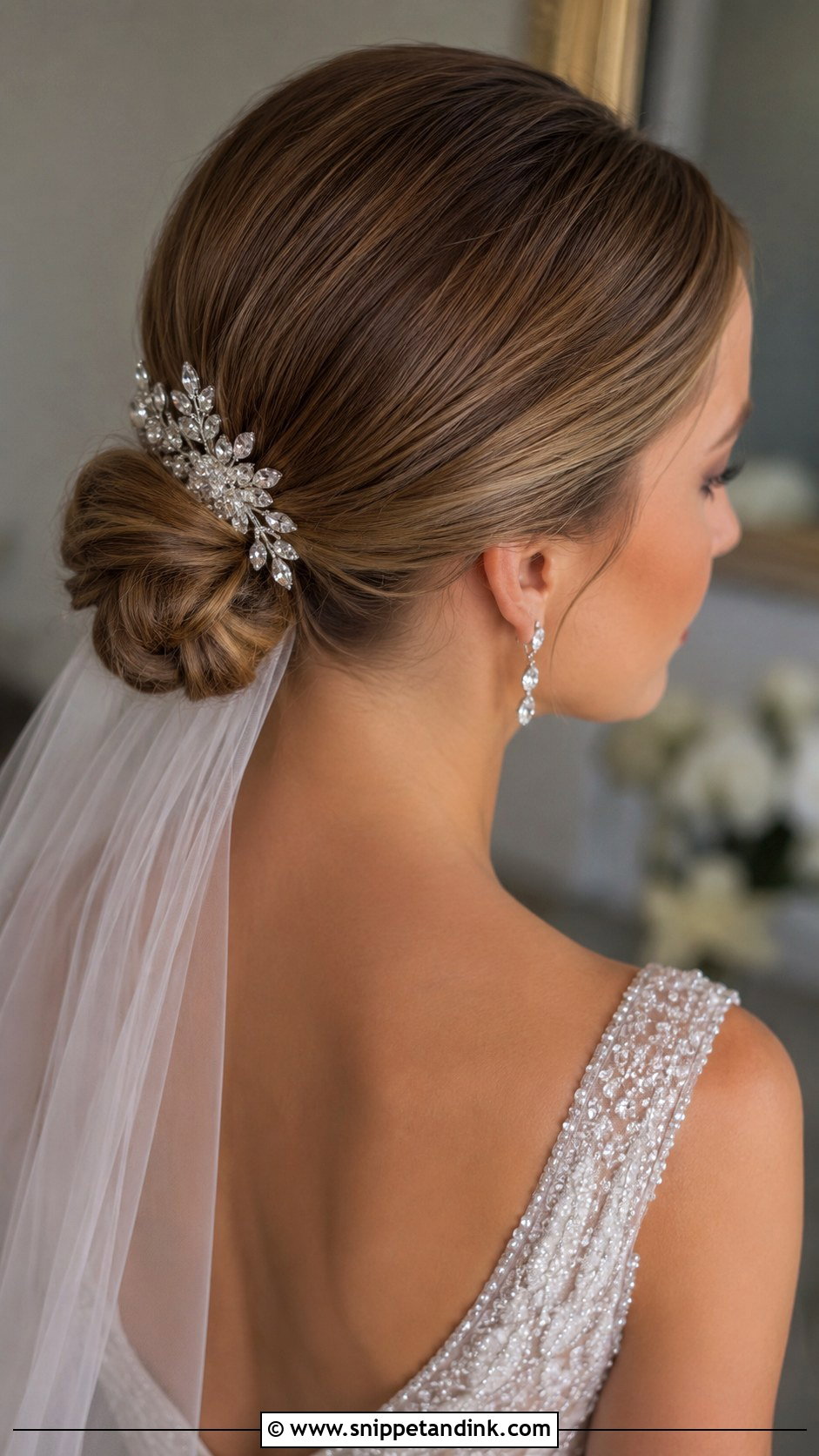 Low Bun With Crystal Comb - Snippet and Ink - 25 Low Bun Hairstyles Wedding