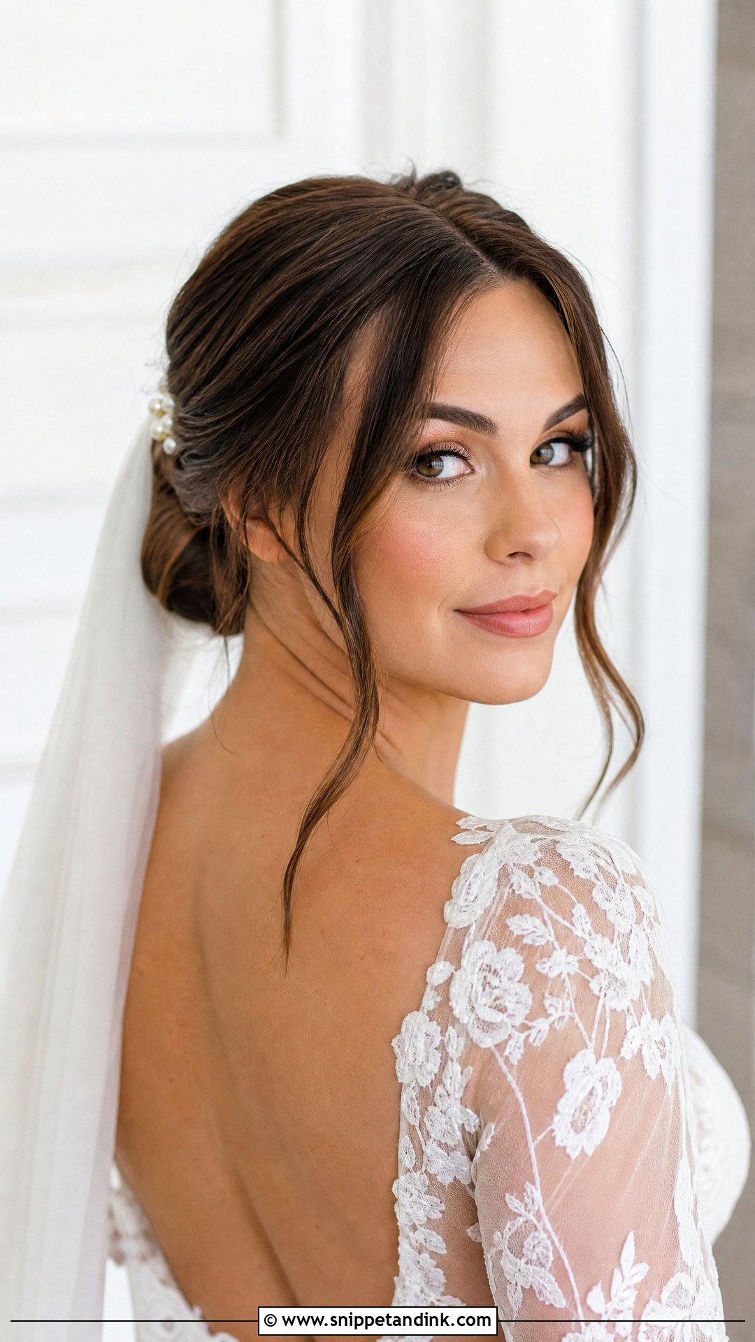 Low Bun With Curtain Bangs - Snippet and Ink - 15 Bride Hairstyle with Bangs