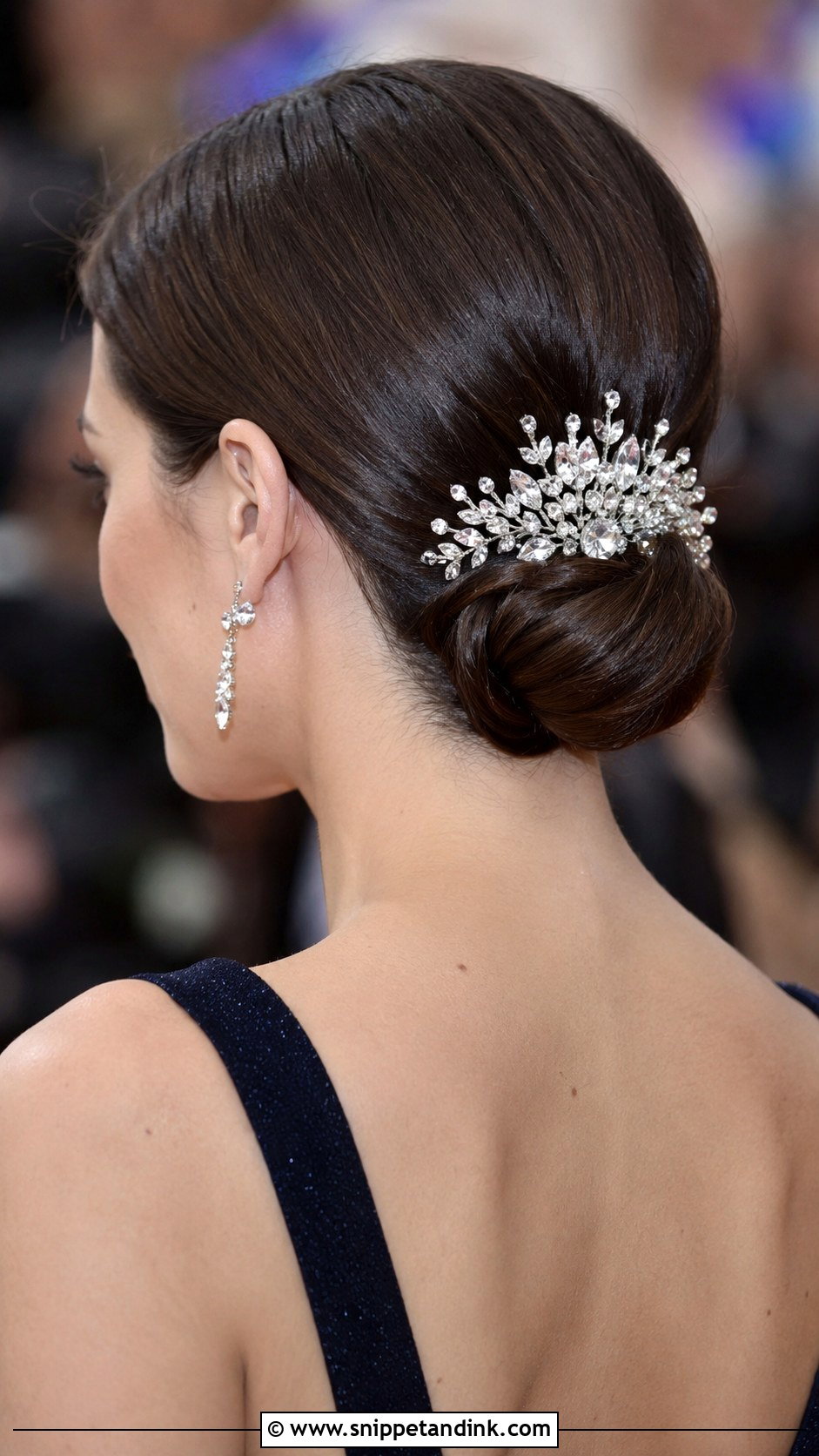 Low Bun With Embellished Comb - Snippet and Ink - 20 Low Bun Wedding Guest Hair Ideas