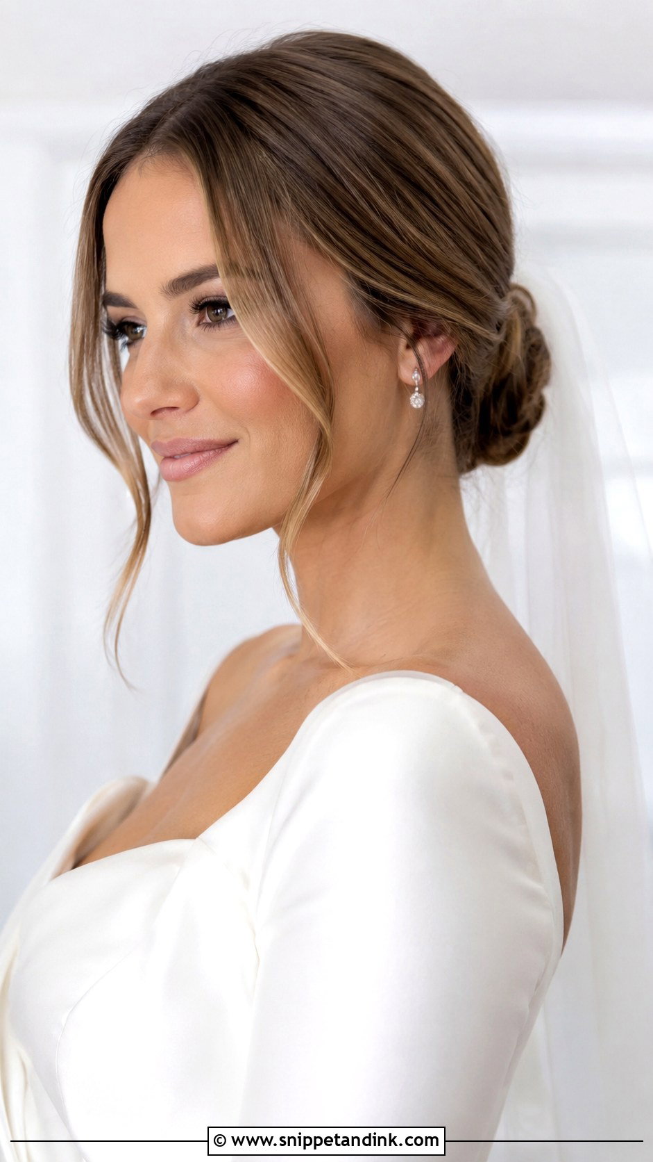 Low Bun With Face Framing - Snippet and Ink - 35 Bridal Hair Ideas