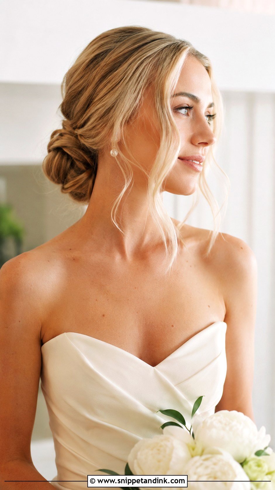 Low Bun With Face Framing Curls - Snippet and Ink - 20 Wedding Party Hair Ideas