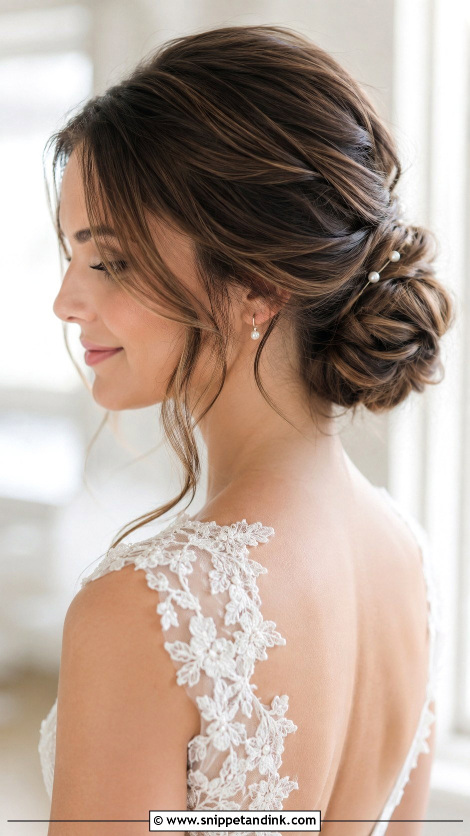 Low Bun With Face Framing Fine Hair - Snippet and Ink - 20 Bridal Hair Fine Hair Ideas