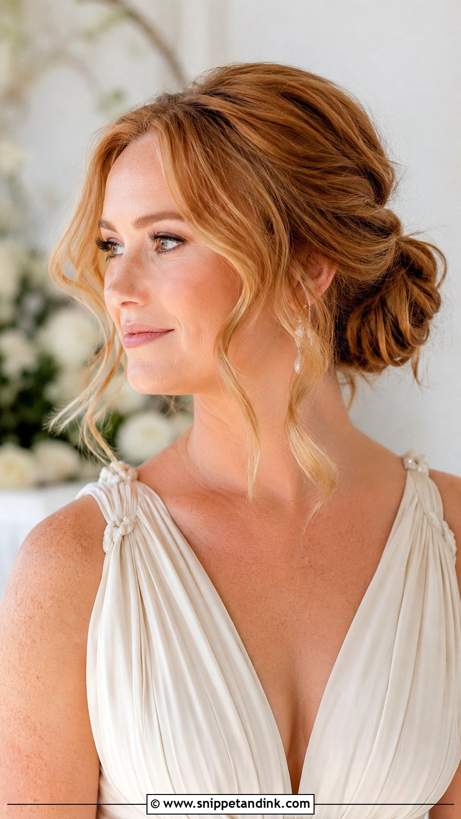 Low Bun With Face Framing Pieces - Snippet and Ink - 20 Updo Hair Styles for Bridesmaids