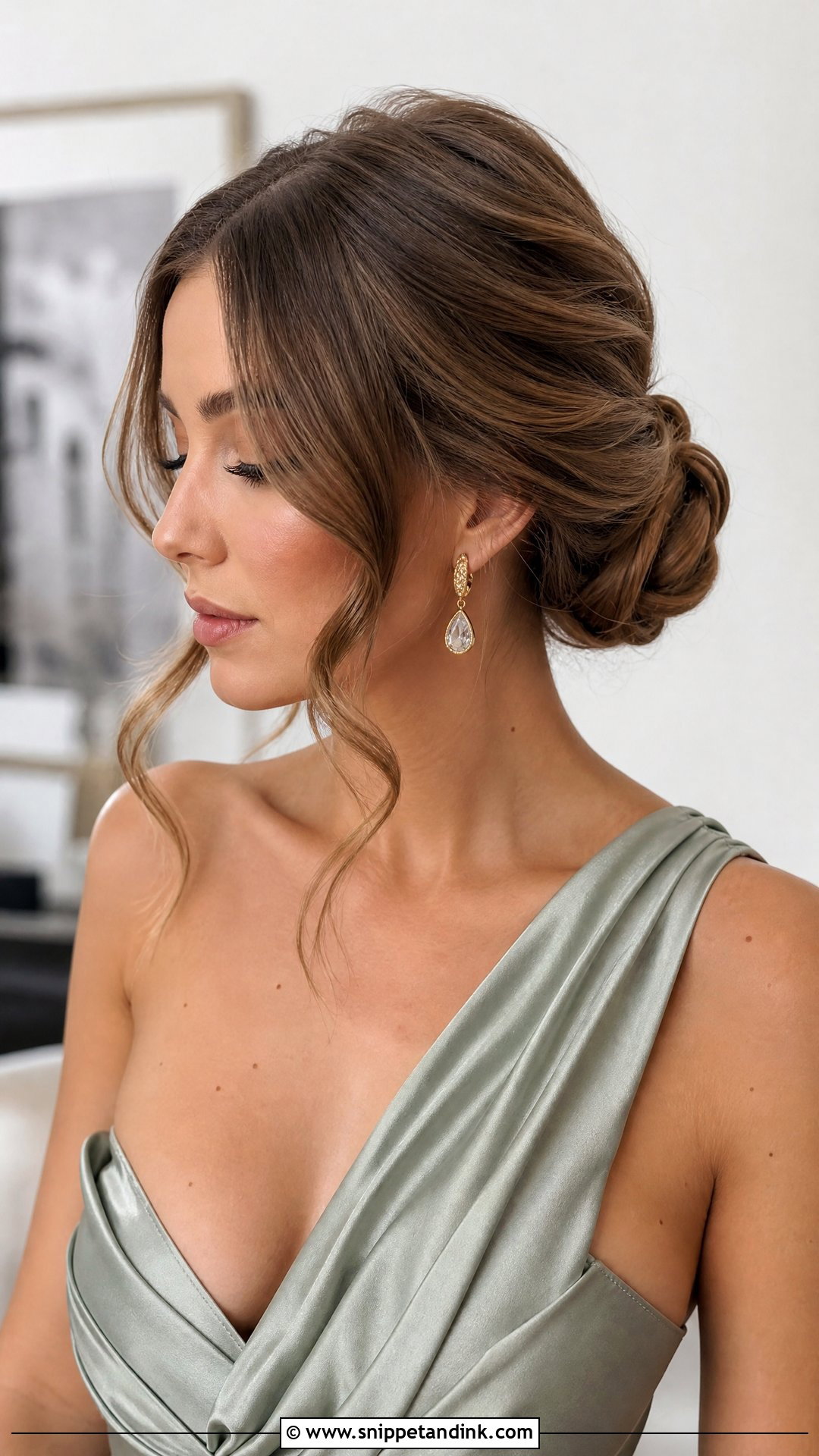 Low Bun With Face Framing Pieces - Snippet and Ink - 20 Wedding Guest Hairstyles for Medium Hair