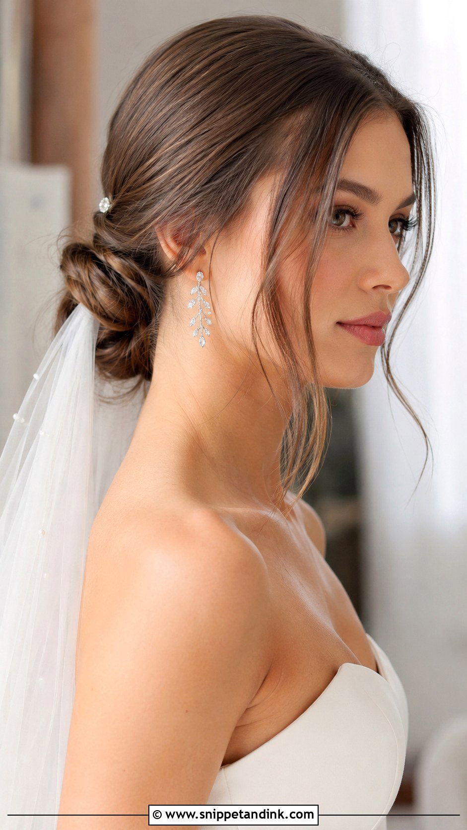 Low Bun With Face Framing Pieces - Snippet and Ink - 20 Winter Wedding Hair Ideas