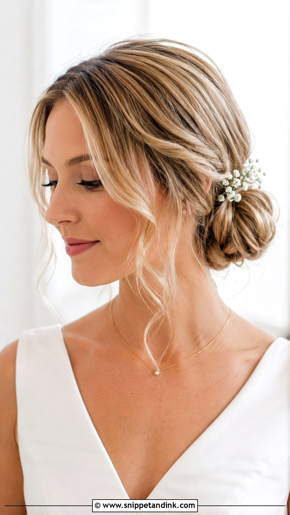 Low Bun With Face Framing Pieces - Snippet and Ink - 25 Civil Wedding Hairstyle Ideas