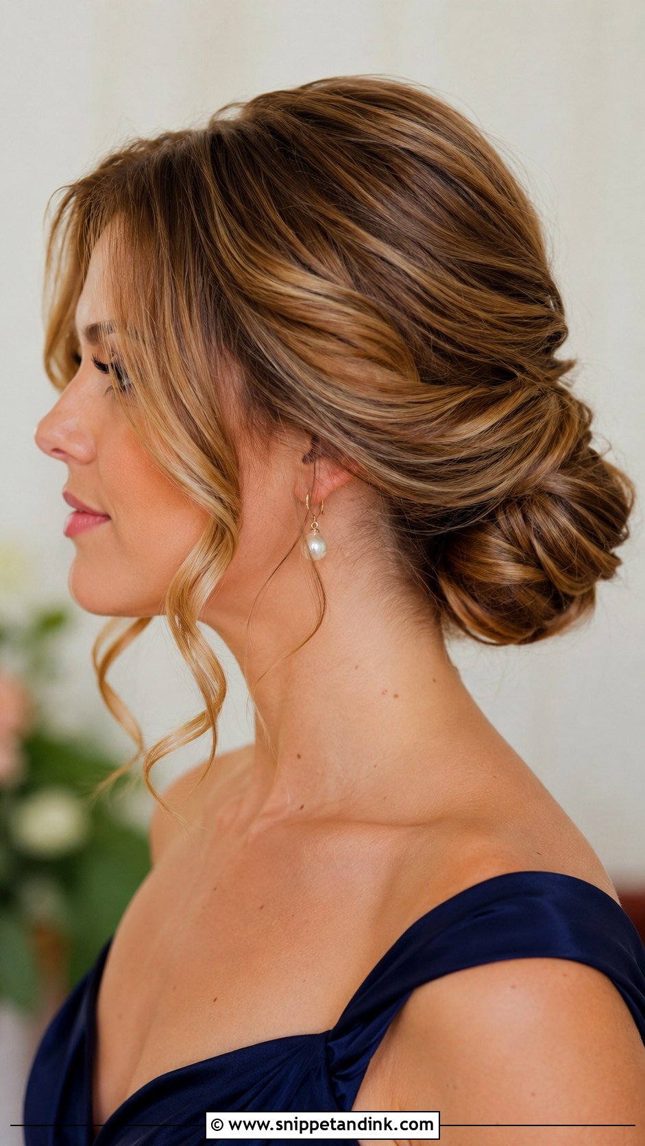 Low Bun With Face Framing Pieces - Snippet and Ink - 30 Wedding Guest Updo Ideas