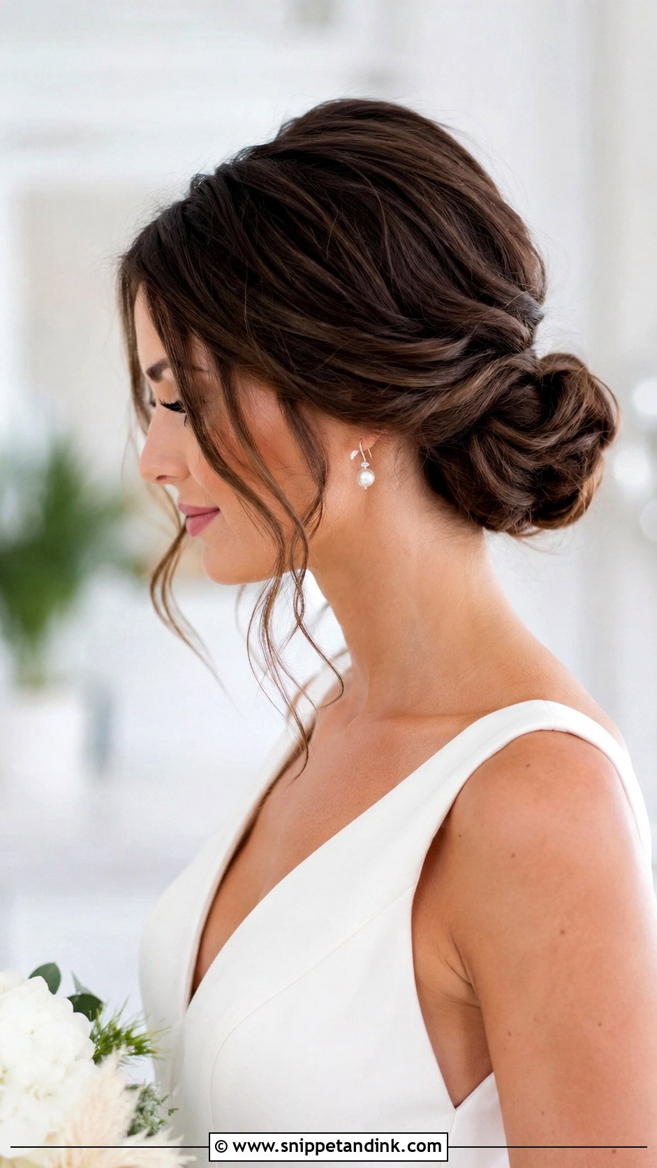Low Bun With Face Framing Pieces - Snippet and Ink - 35 Wedding Hair Updo Ideas