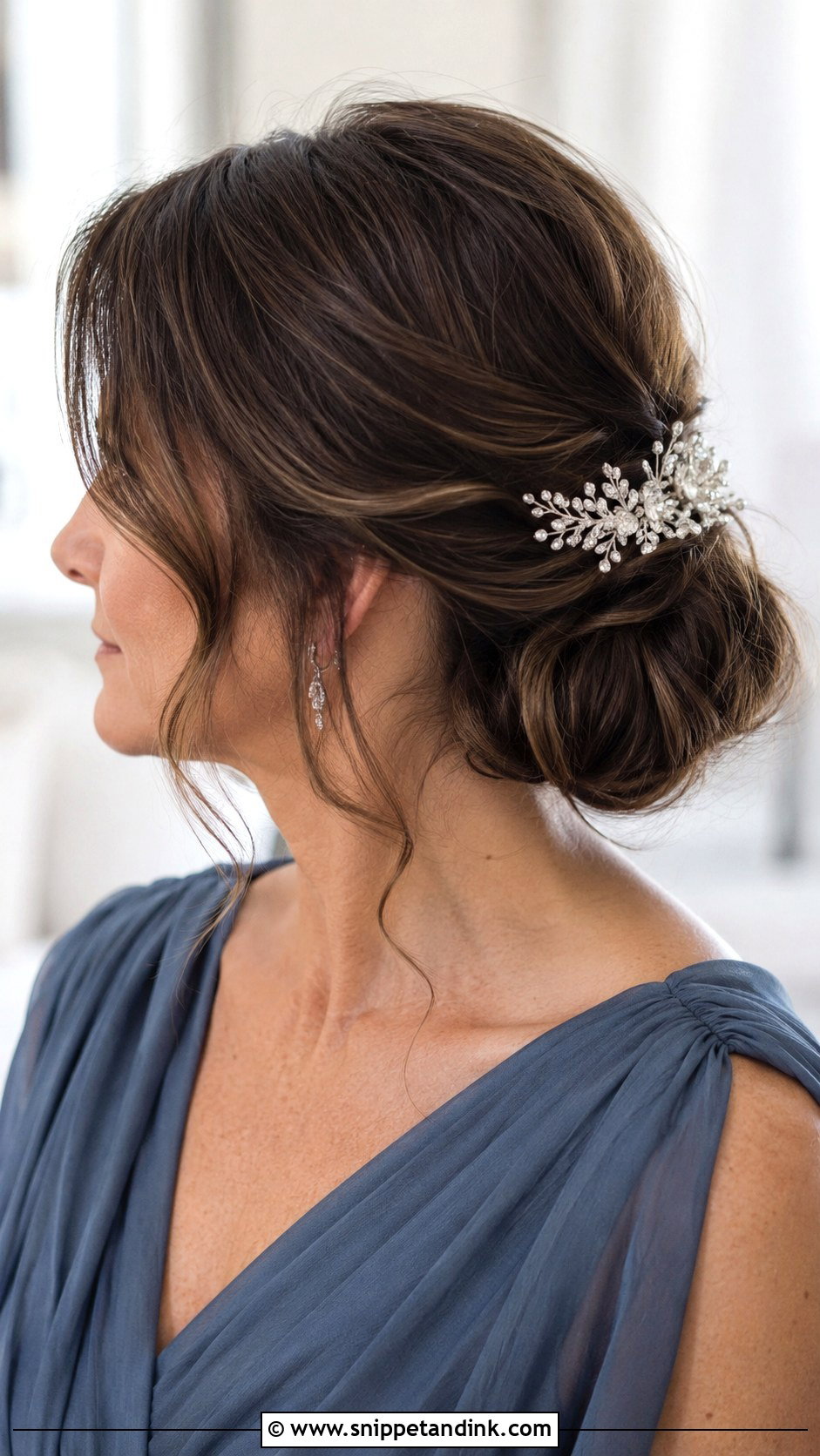 Low Bun With Face Framing Pieces for Mother of the Bride - Snippet and Ink - 20 Hair Styles for Mother of the Bride