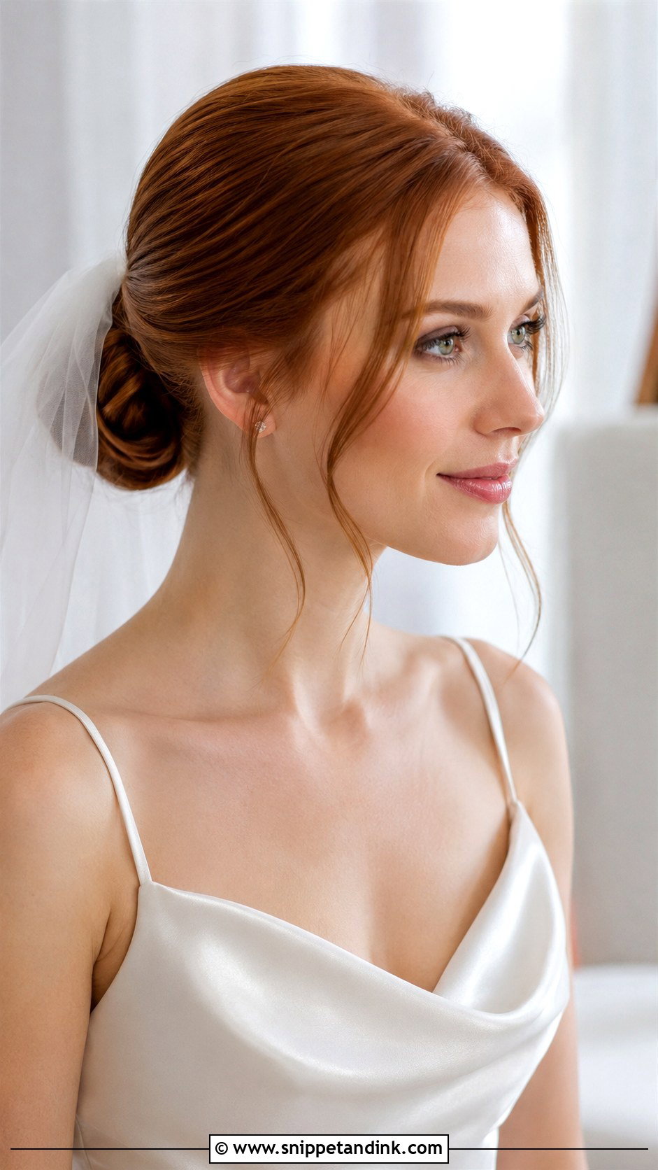 Low Bun With Face Framing Strands - Snippet and Ink - 35 Bridal Updo Ideas
