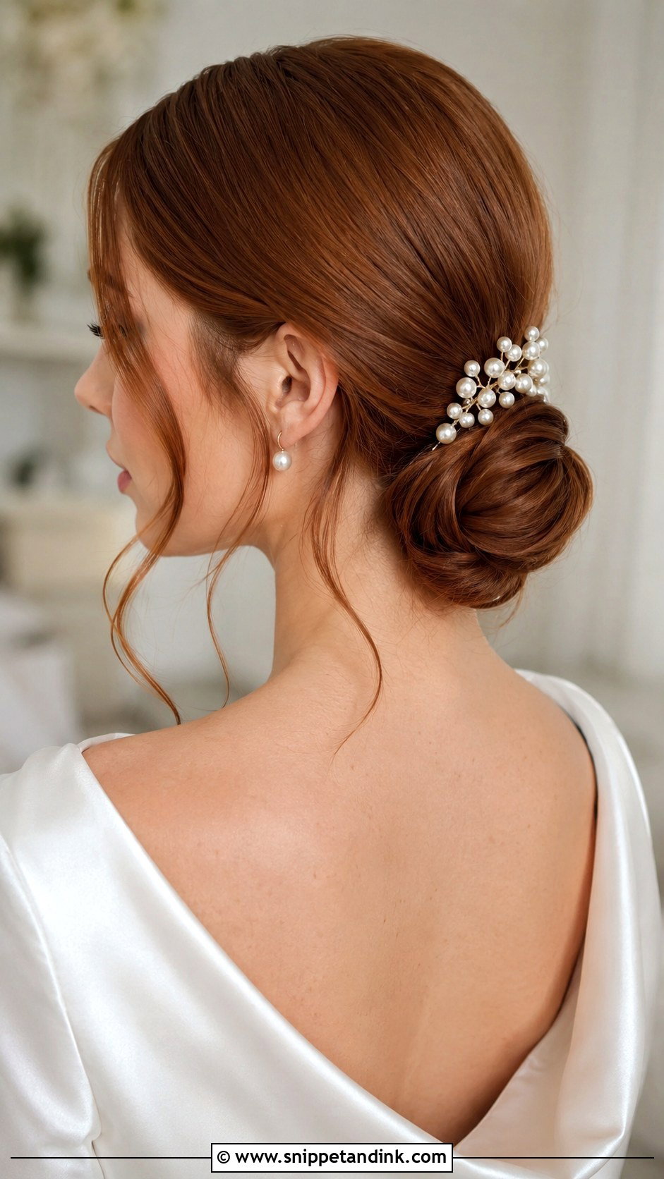 Low Bun With Face Framing Tendrils - Snippet and Ink - 20 Red Hair Wedding Ideas