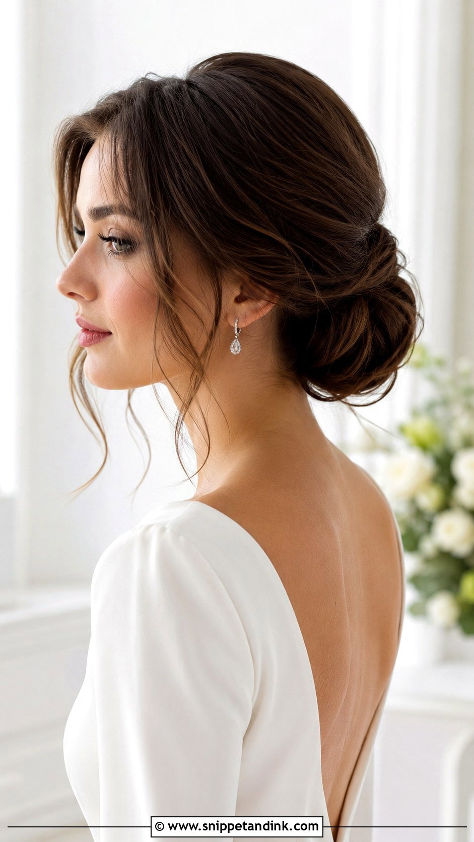Low Bun With Face Framing Tendrils - Snippet and Ink - 25 Hairstyles for a Wedding
