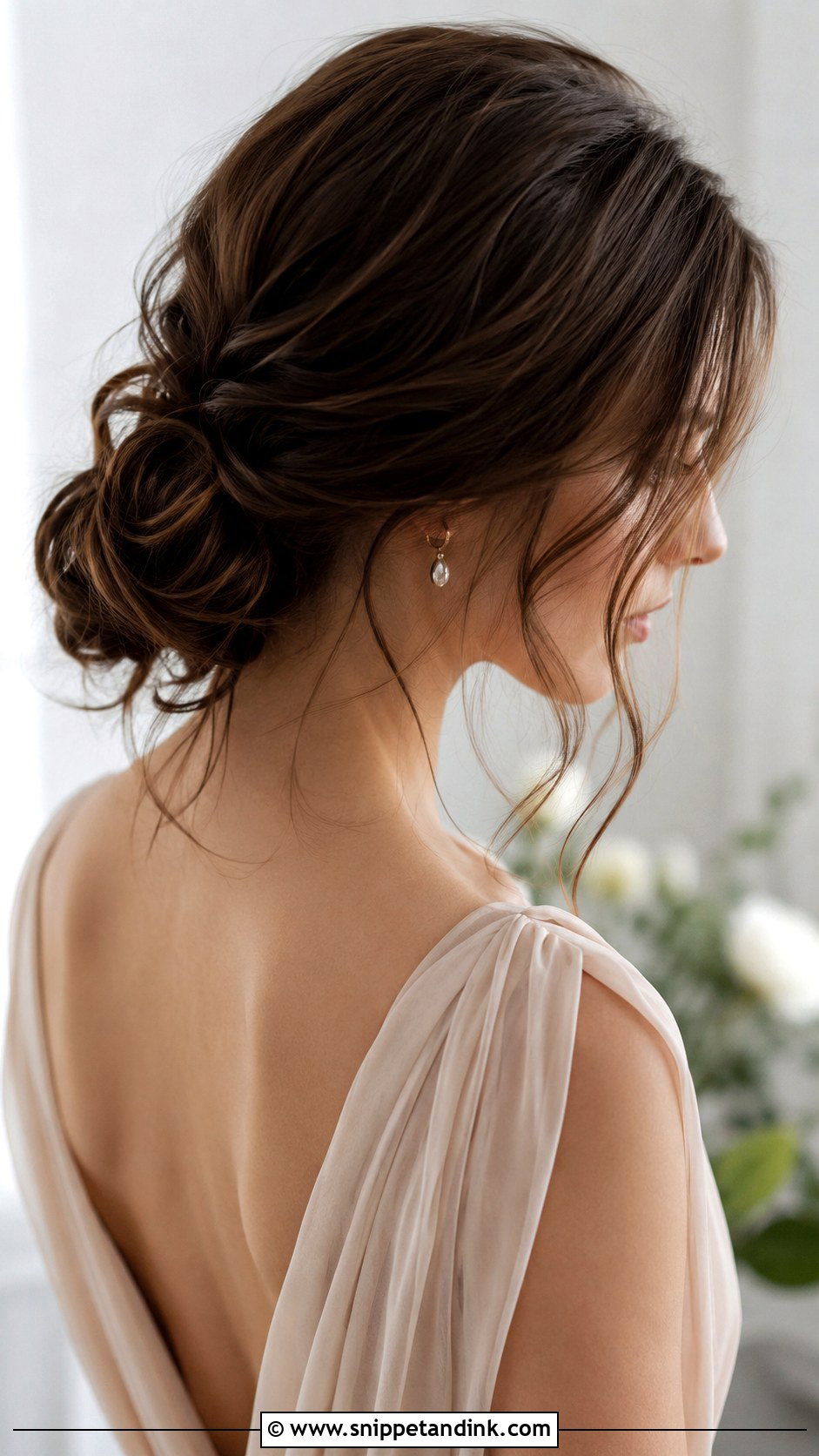 Low Bun With Face Framing Tendrils - Snippet and Ink - 25 Hairstyles for Wedding Function