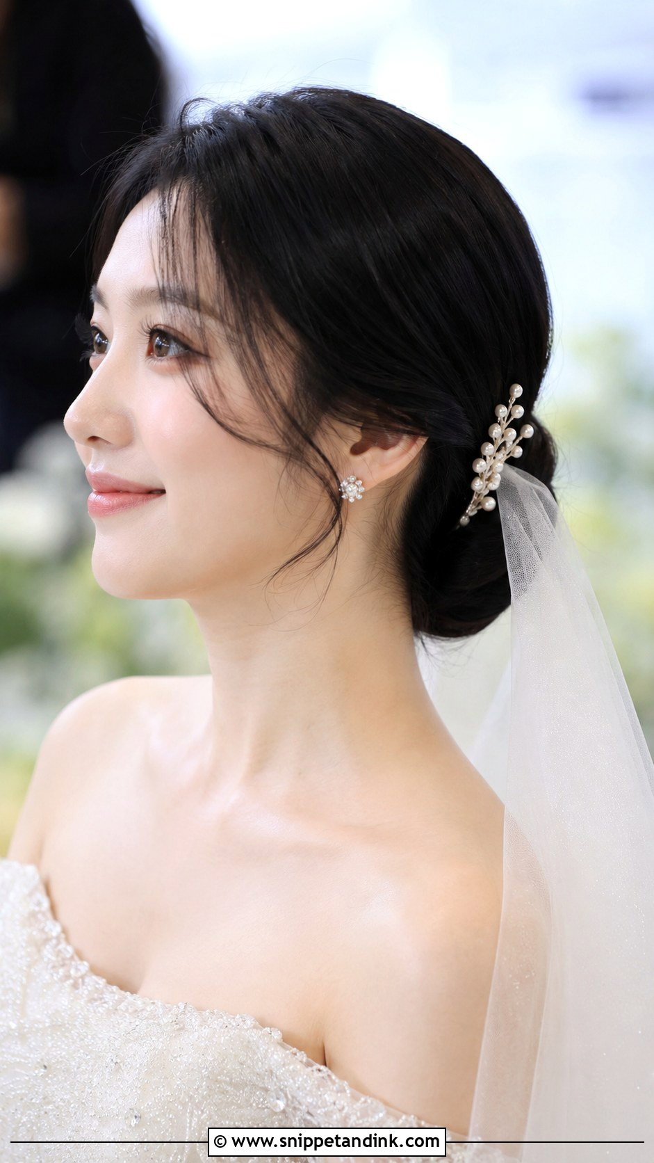 Low Bun With Face Framing Tendrils - Snippet and Ink - 30 Korean Wedding Hair Ideas