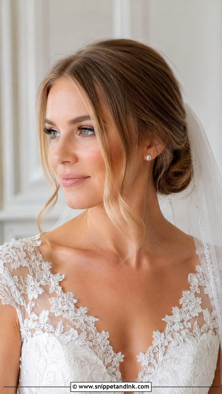Low Bun With Face Framing Tendrils - Snippet and Ink - 20 Hair Styles for Wedding Hairstyles