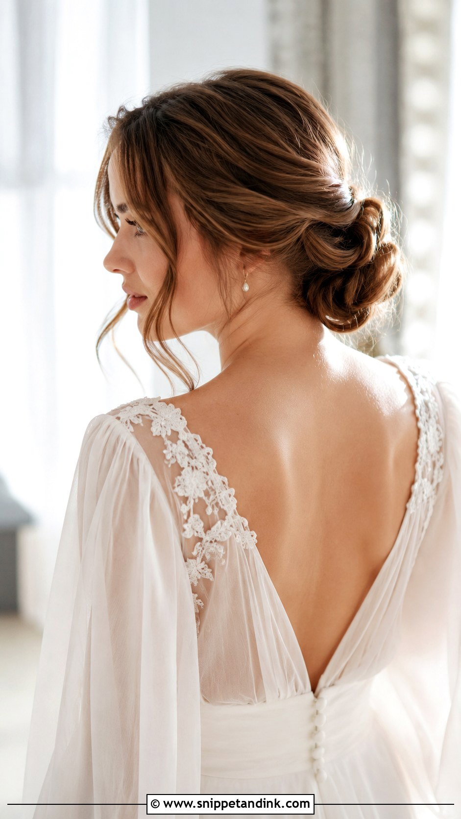 Low Bun With Face Framing Waves - Snippet and Ink - 25 Bride Hair Updo Ideas