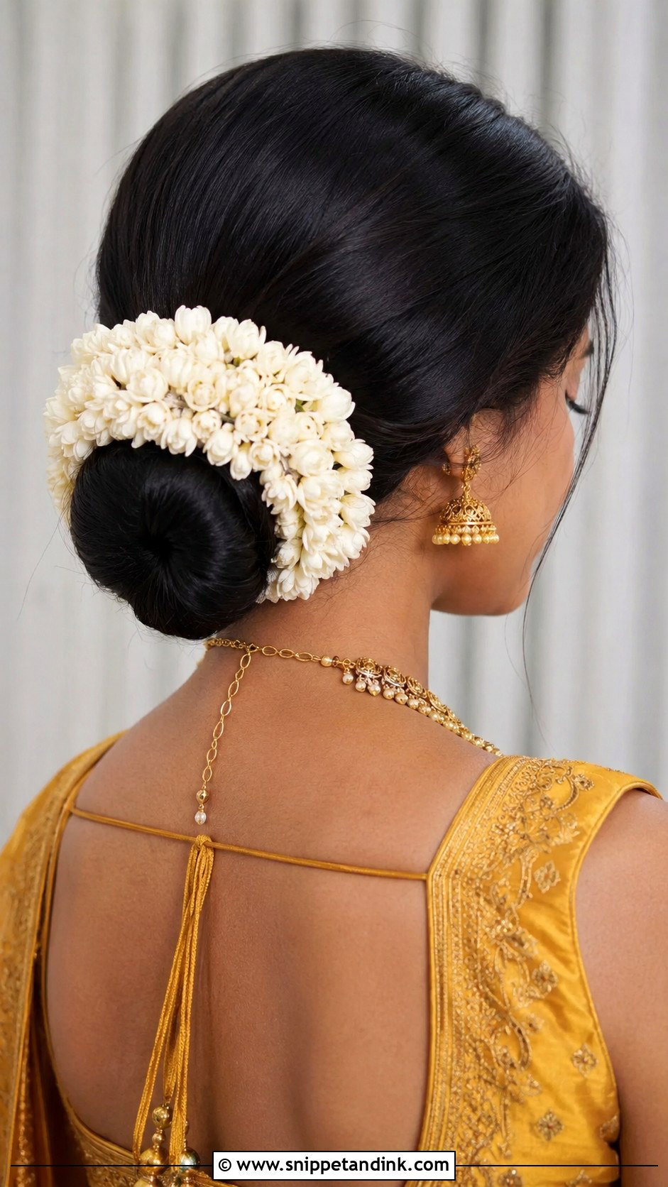 Low Bun With Gajra - Snippet and Ink - 25 Hairstyles for Haldi Ceremony