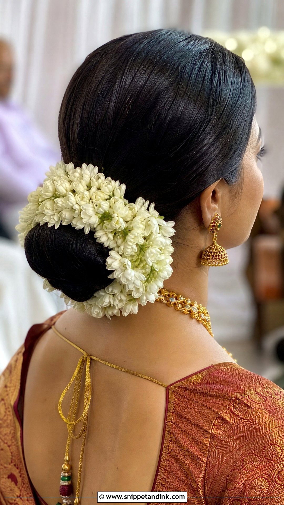Low Bun With Gajra - Snippet and Ink - 25 Indian Wedding Hairstyle Ideas