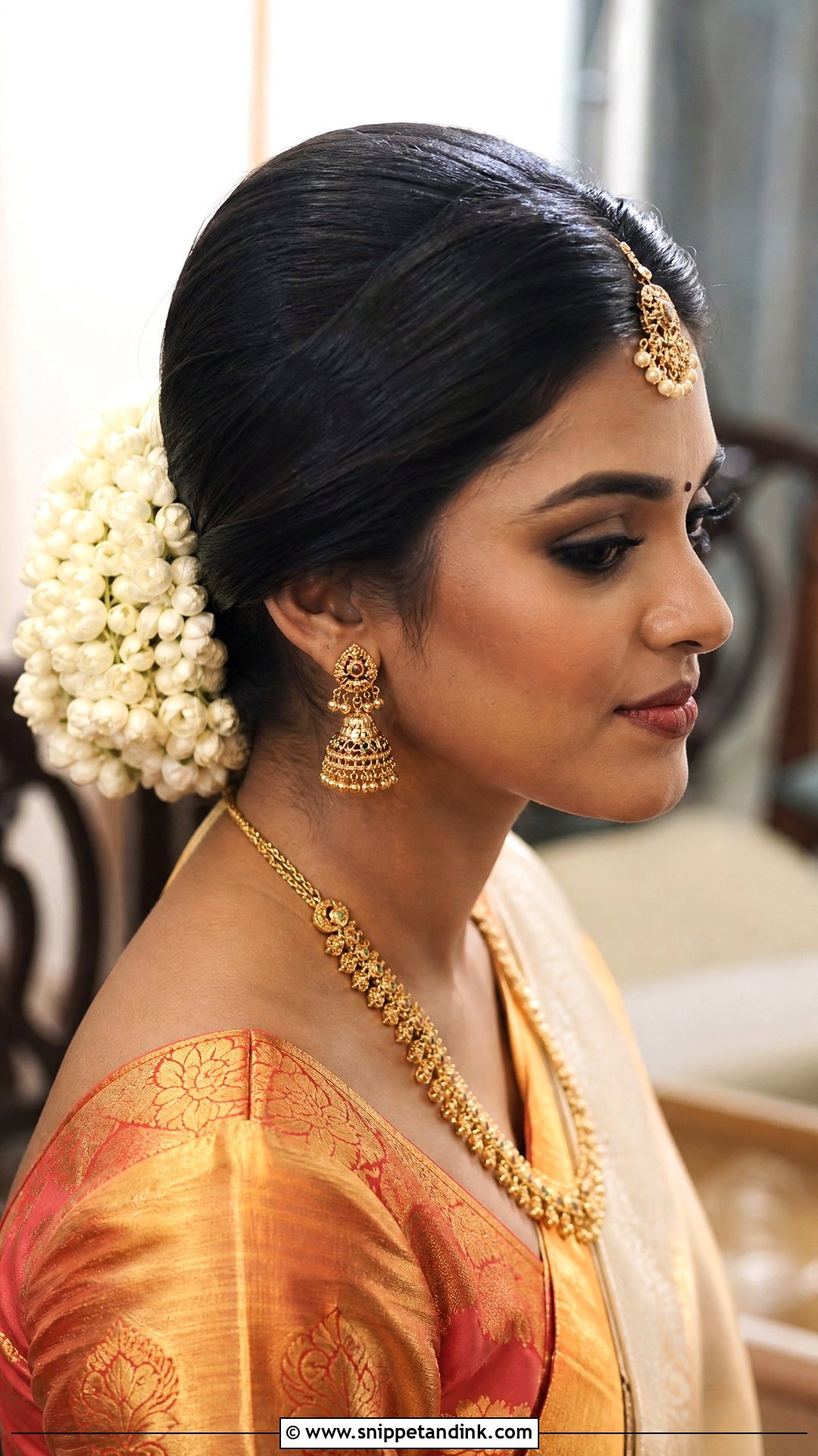 Low Bun With Gajra - Snippet and Ink - 20 Desi Bridal Hairstyles