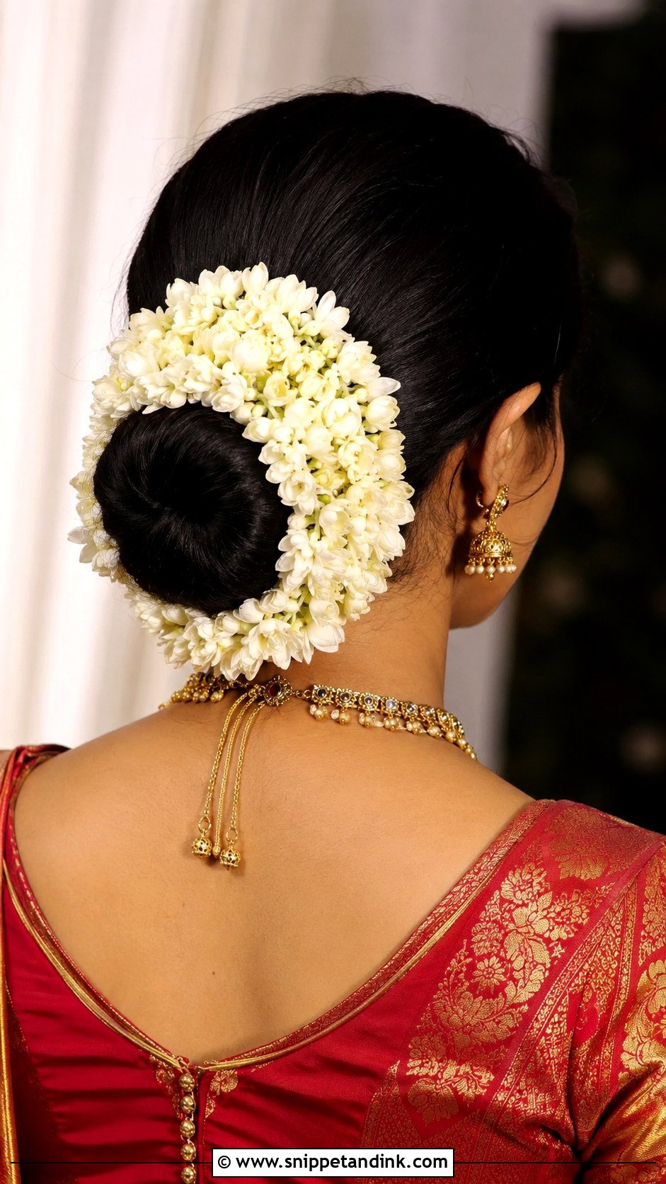 Low Bun With Gajra - Snippet and Ink - 20 Indian Bridal Bun Ideas