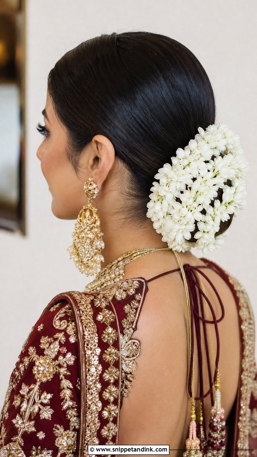Low Bun With Gajra - Snippet and Ink - 20 Punjabi Bride Hairstyle Ideas