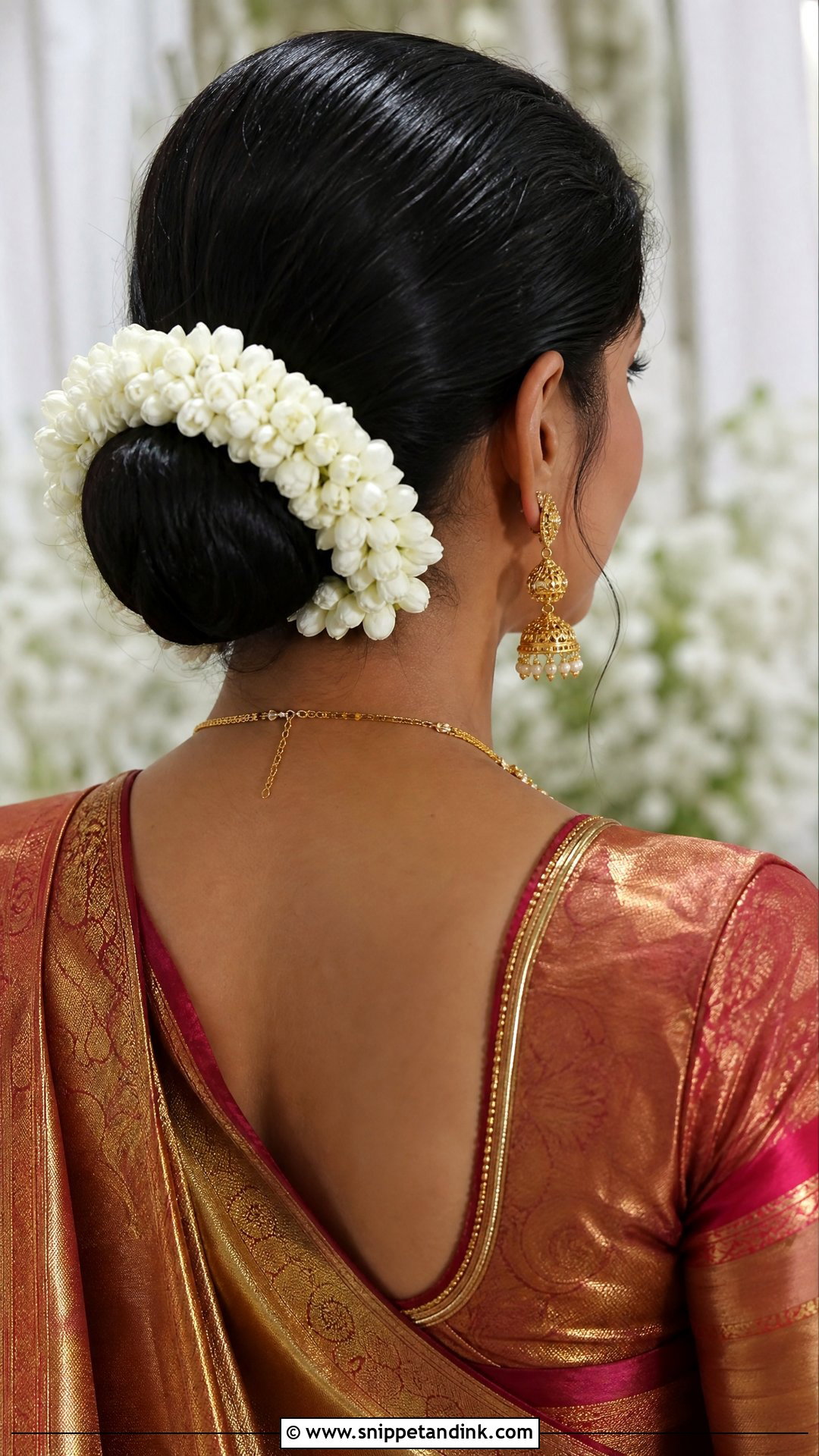 Low Bun With Gajra - Snippet and Ink - 20 Sangeet Bridal Hairstyles
