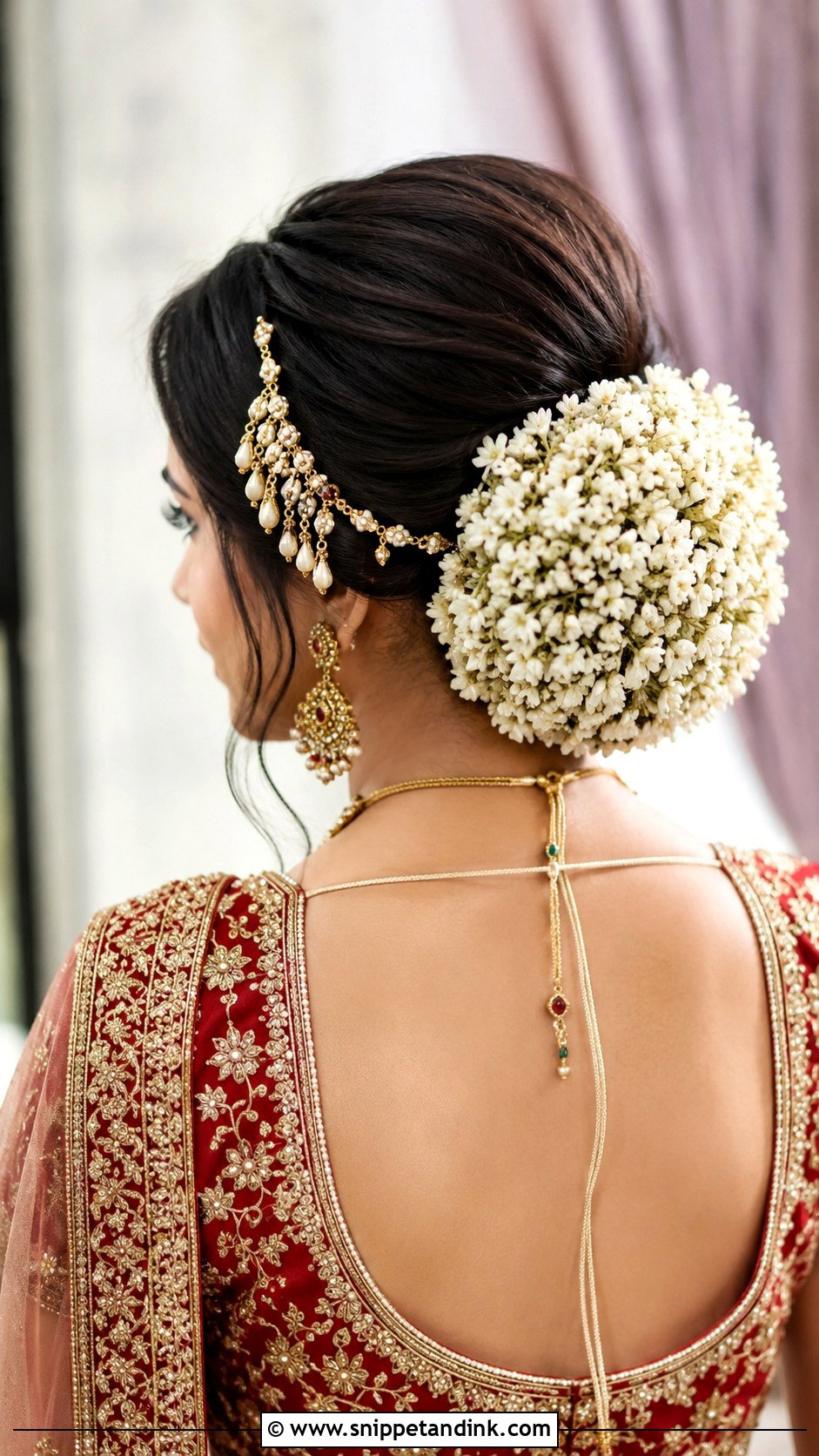 Low Bun With Gajra - Snippet and Ink - 25 Desi Wedding Hairstyles