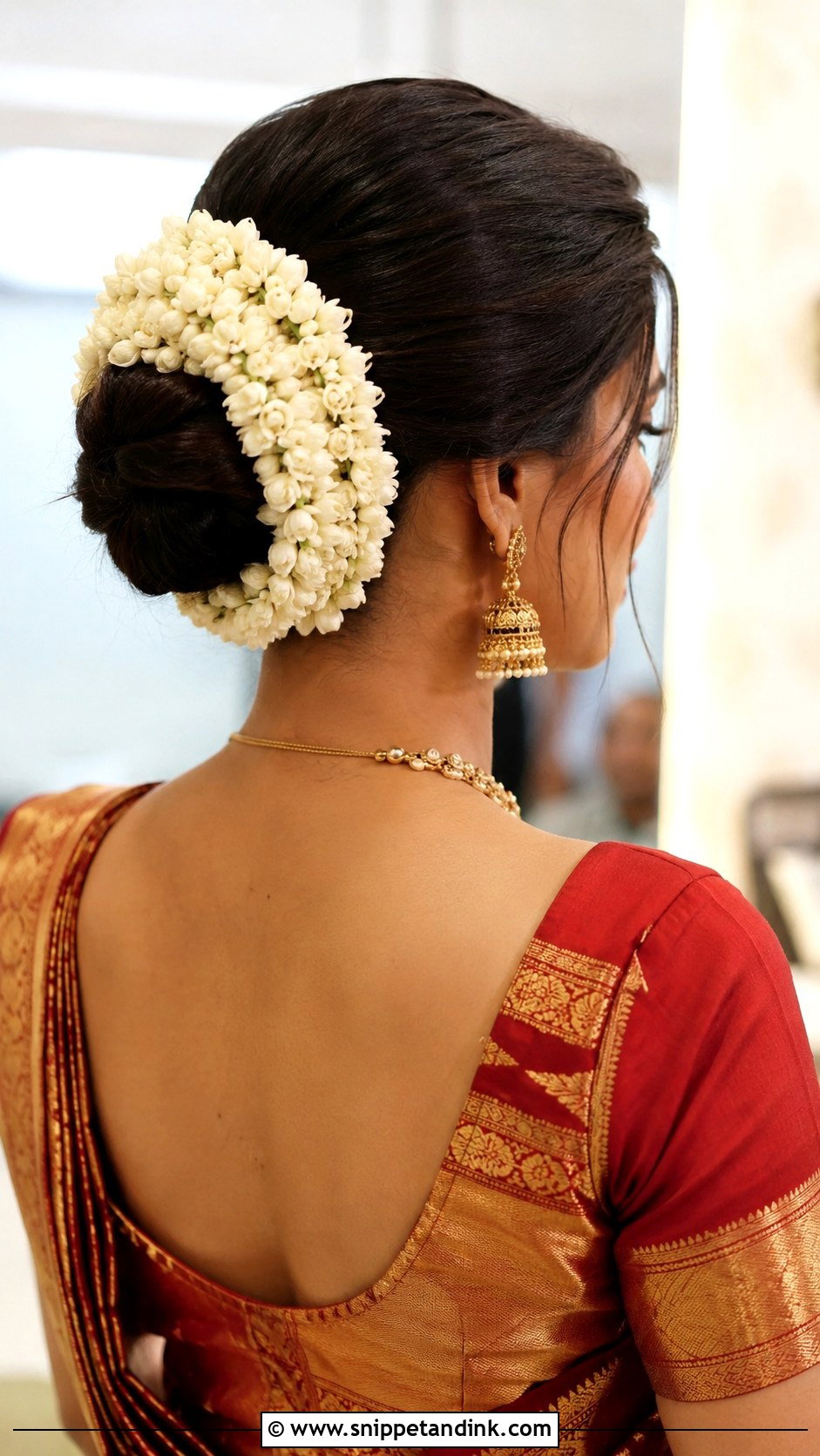 Low Bun With Gajra For Indian Wedding - Snippet and Ink - 15 Indian Wedding Hairstyles for Mom