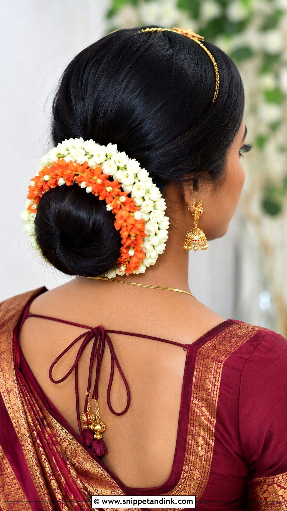 Low Bun With Gajra Wrap - Snippet and Ink - 20 Valaikappu Hairstyles