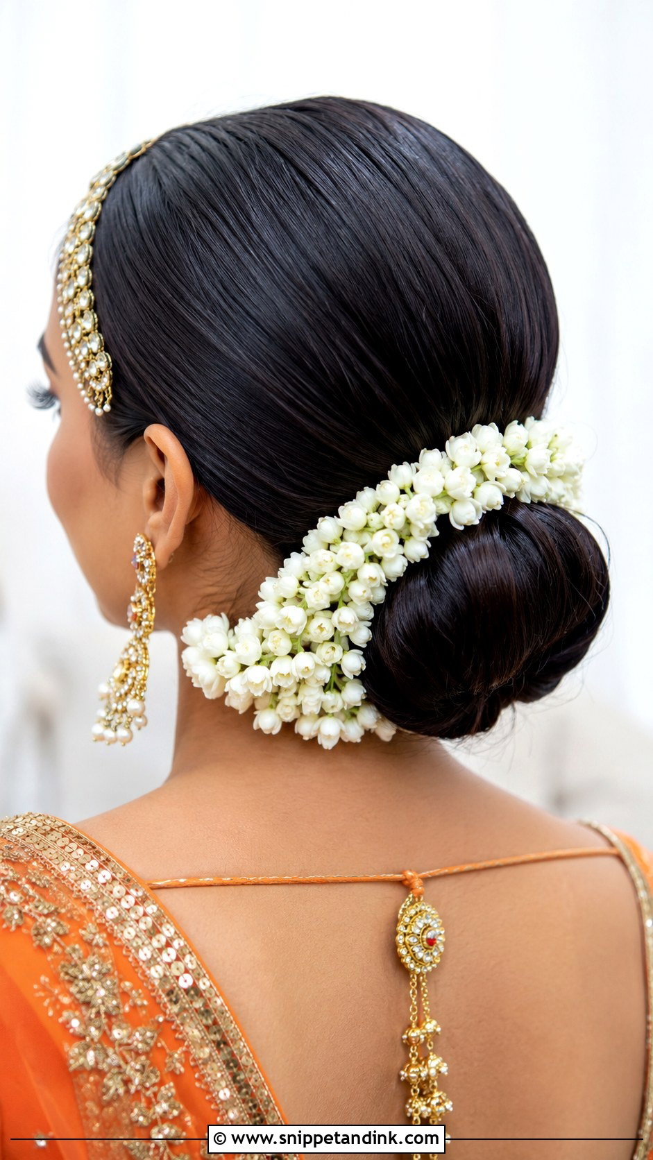 Low Bun With Gajra for Bride - Snippet and Ink - 25 Mehandi Hairstyles for Bride