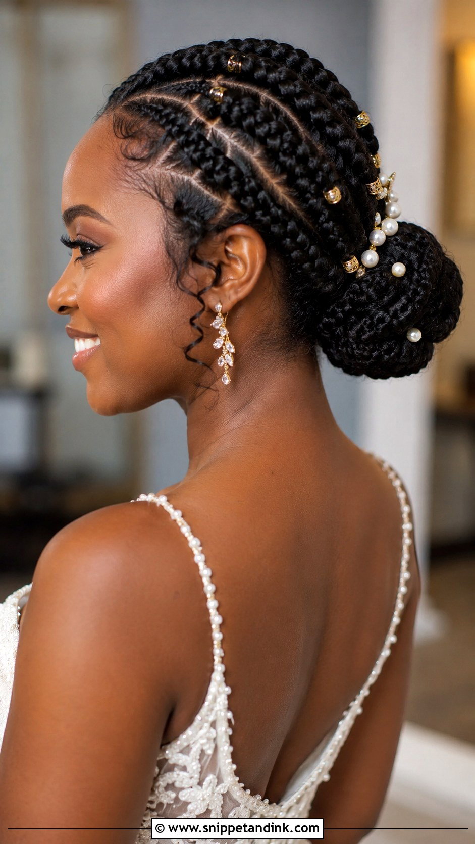 Low Bun With Goddess Braids - Snippet and Ink - 20 Low Bun Wedding Hair Black Women Ideas