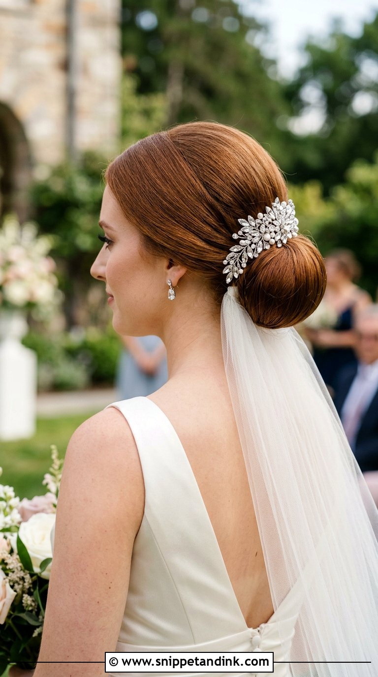 Low Bun With Hair Accessory - Snippet and Ink - 20 Bride Low Bun Hairstyles